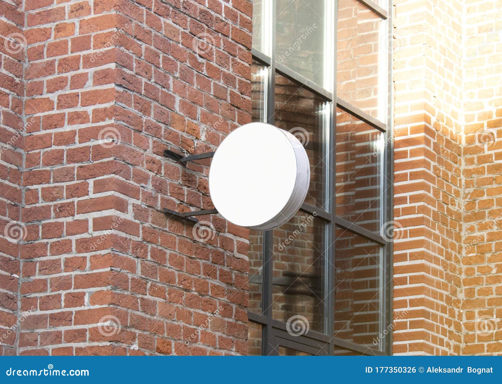 Download Blank White Outdoor Round Box Mock Up Brick Wall Mounted ...
