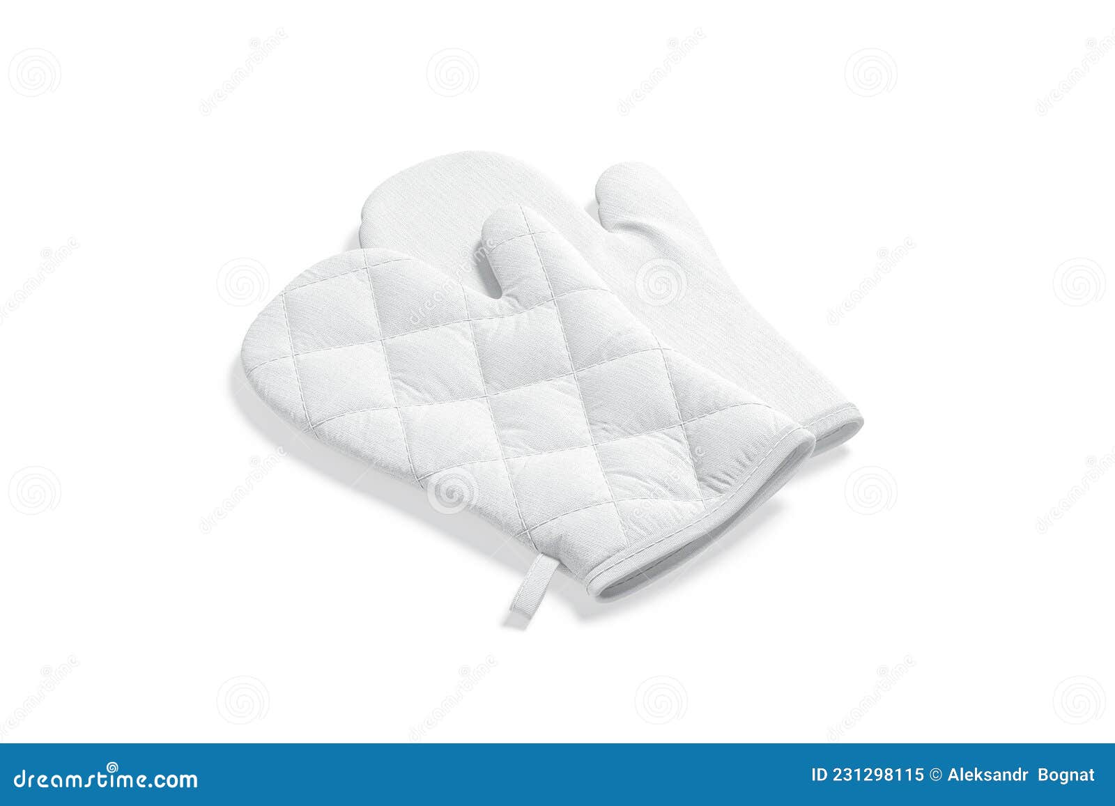 blank white oven mitt mockup pair, side view
