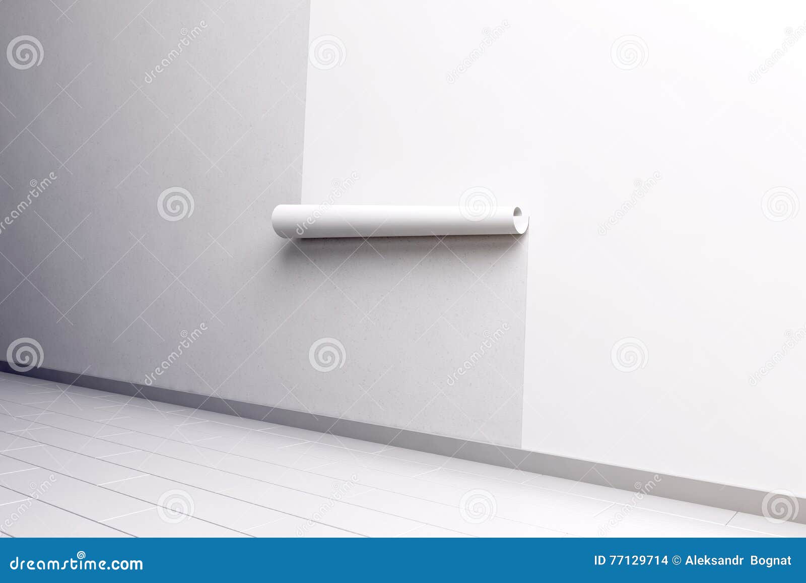 Download Blank White Paper Roll Hanging On Wall Mockup Side View Stock Illustration Illustration Of Folia Paperhanging 77129714