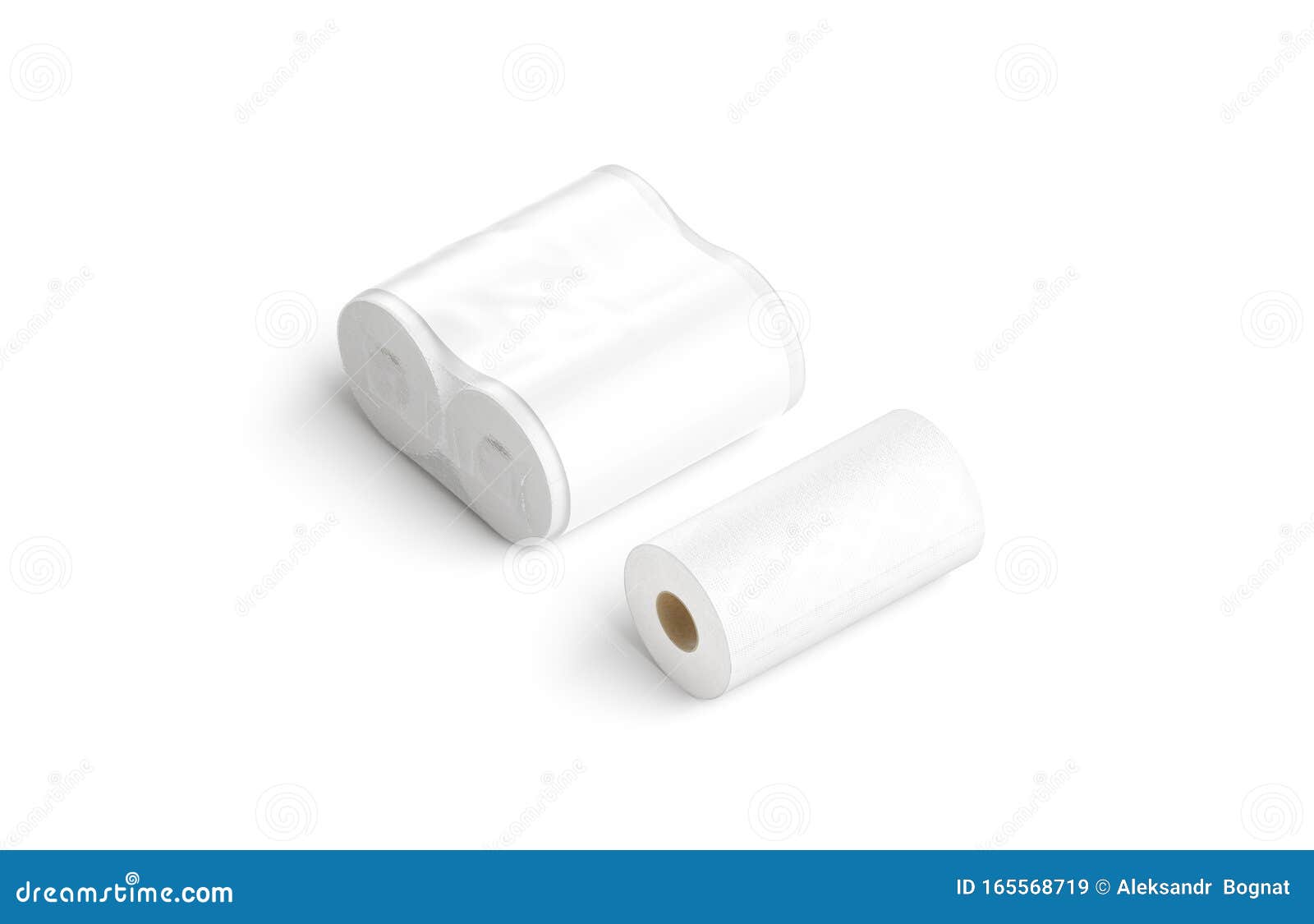 Download Blank White Paper Towel Transparent Pack Mockup Lying, Side View Stock Illustration ...