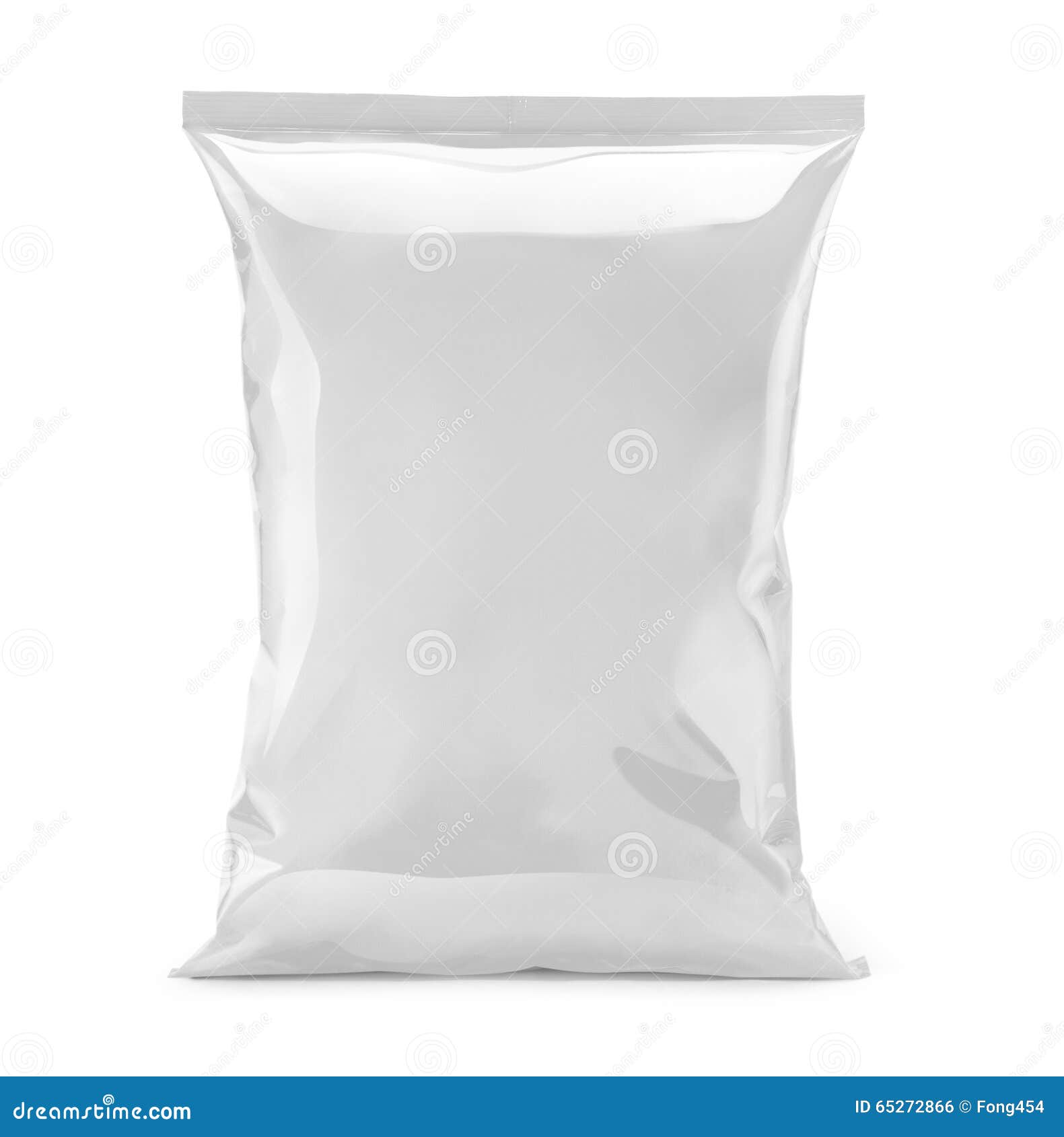 blank or white plastic bag snack packaging  on white