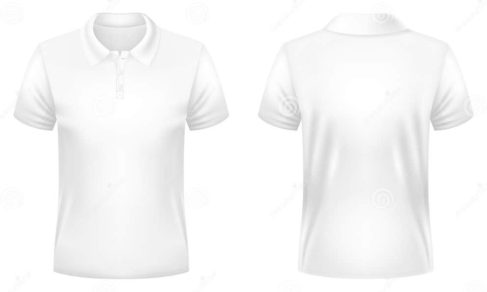 Blank White Polo Shirt Template. Front and Back Views. Vector ...