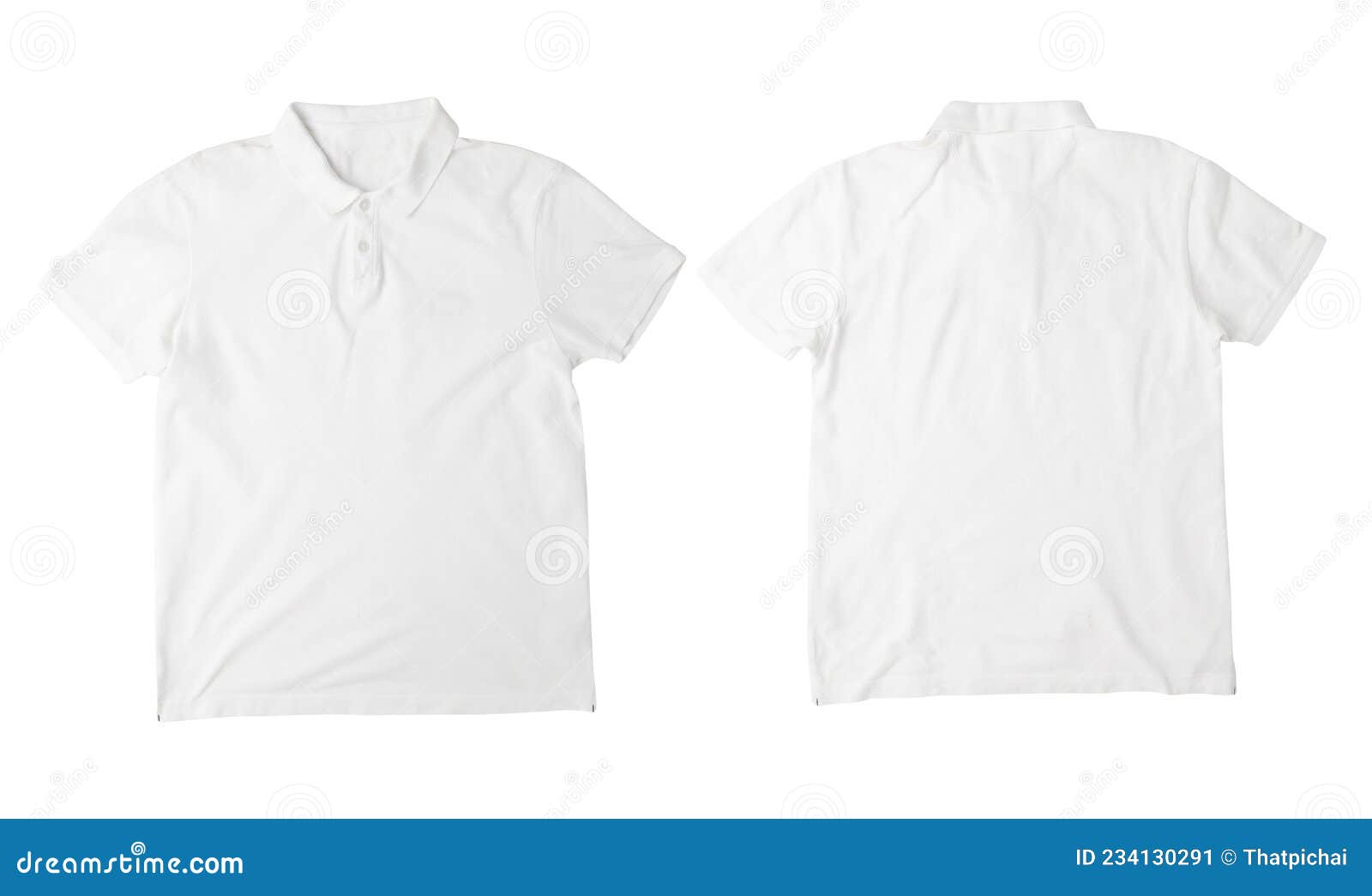 Blank White Polo T-shirt Mockup Front and Back Isolated on White ...