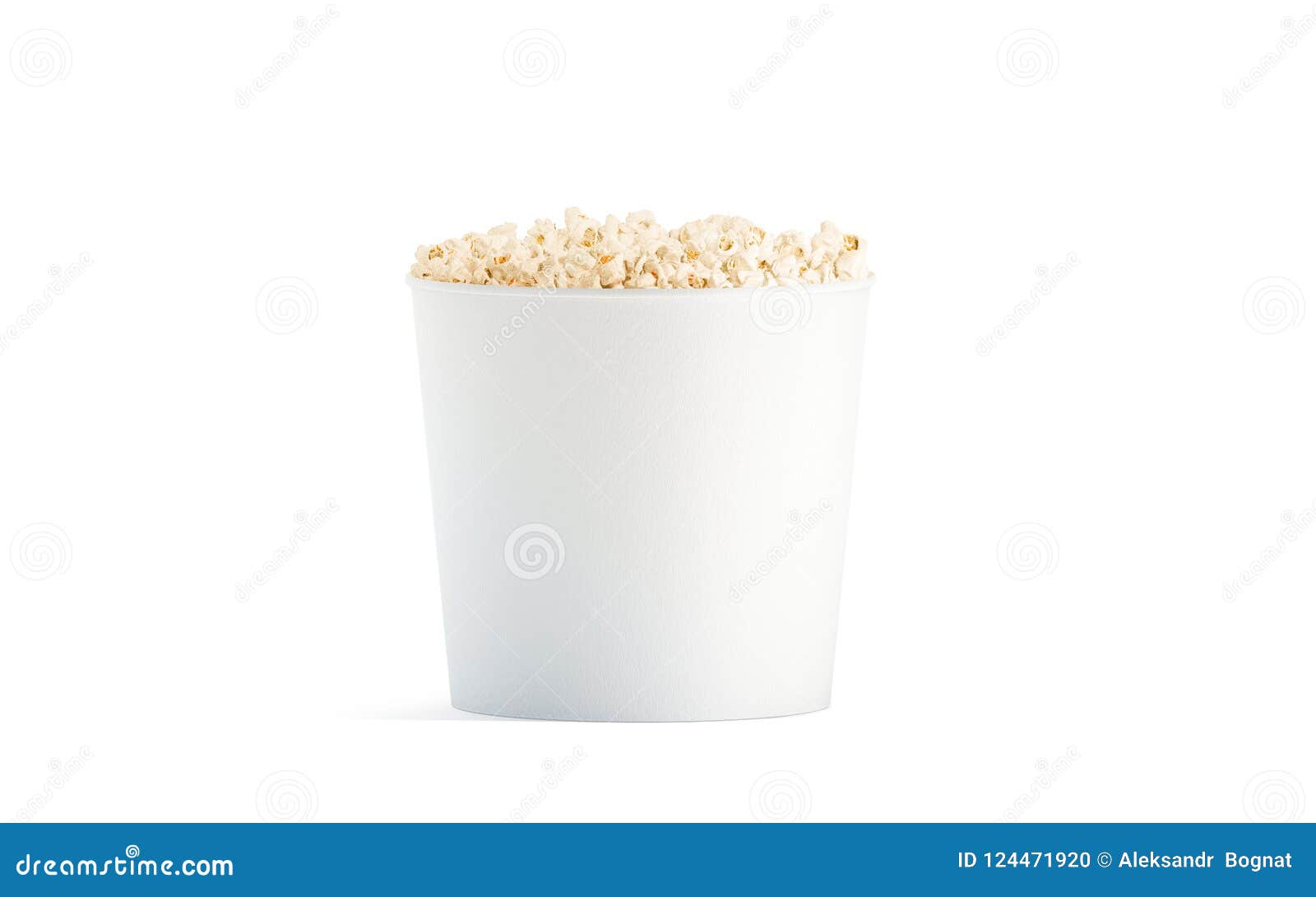 Download Blank White Popcorn Bucket Mockup Isolated Front View Stock Illustration Illustration Of Full Bucketful 124471920