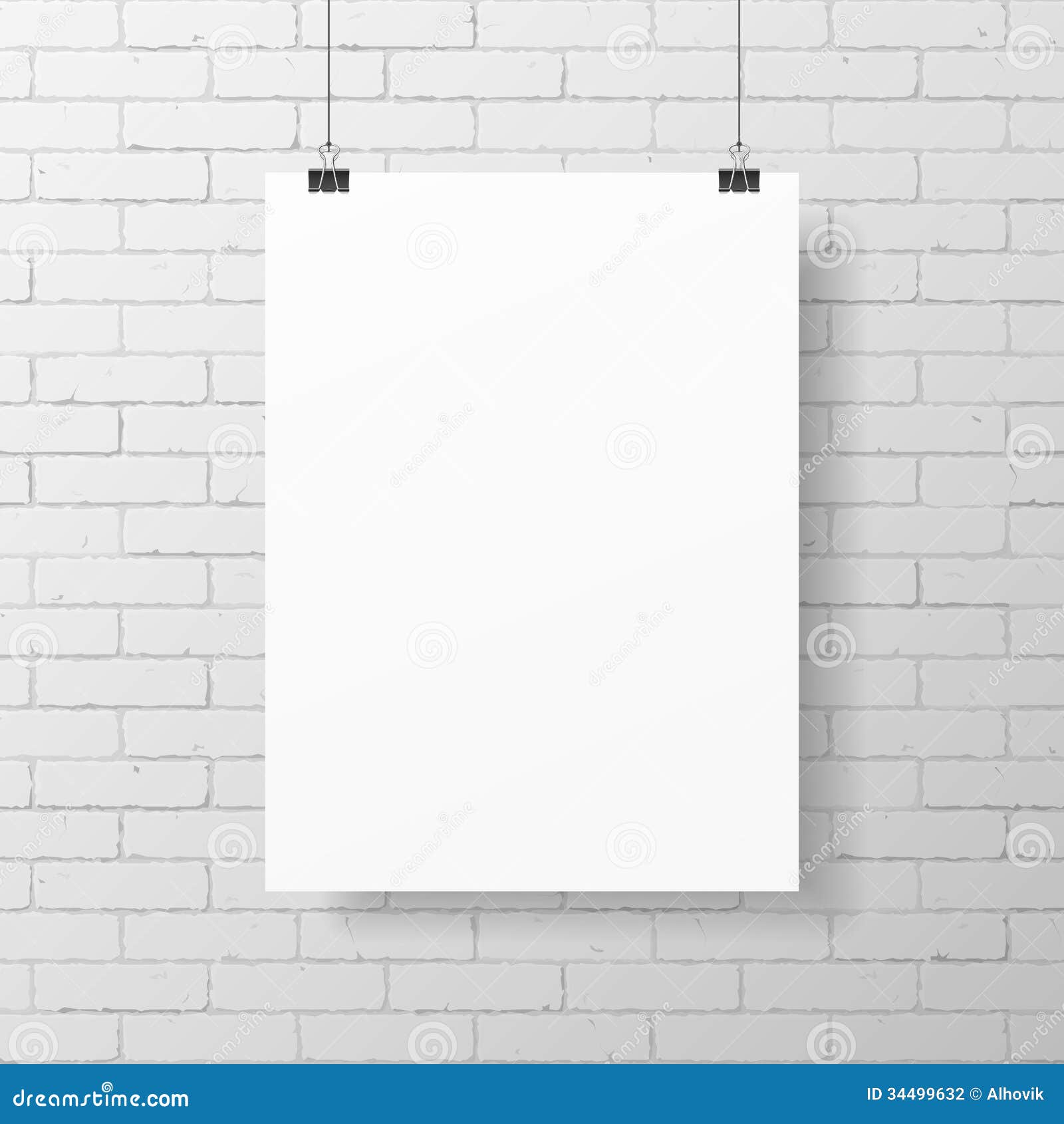 blank white poster on brick wall stock vector illustration of aged