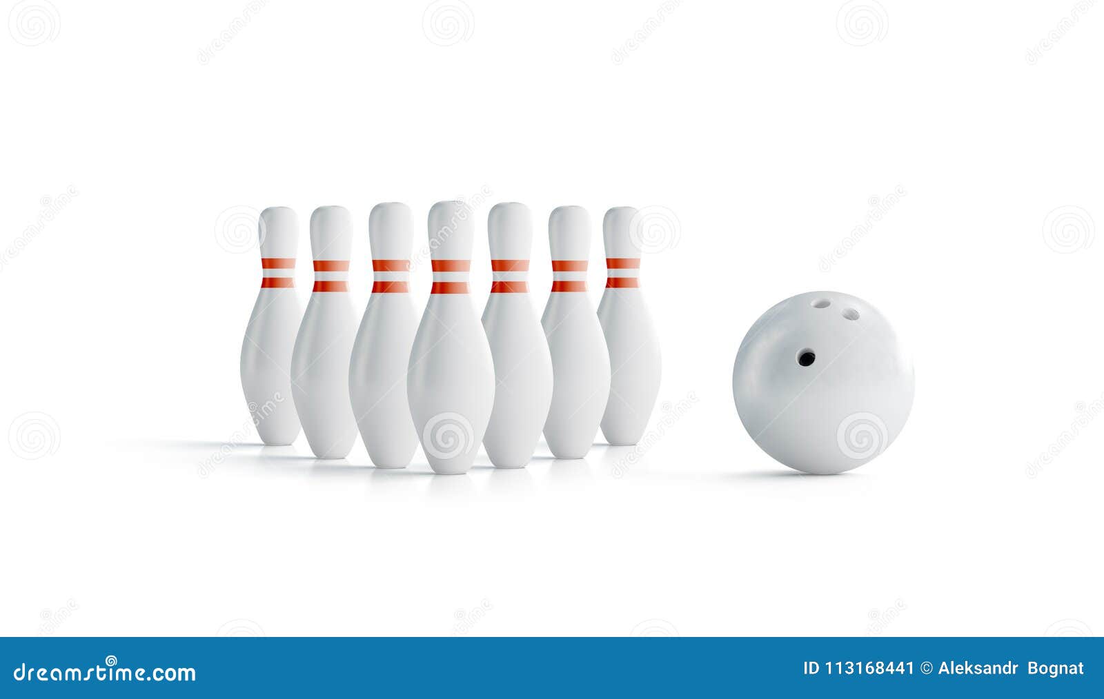Download Blank White With Red Stripes Bowling Skittle And Ball Set ...