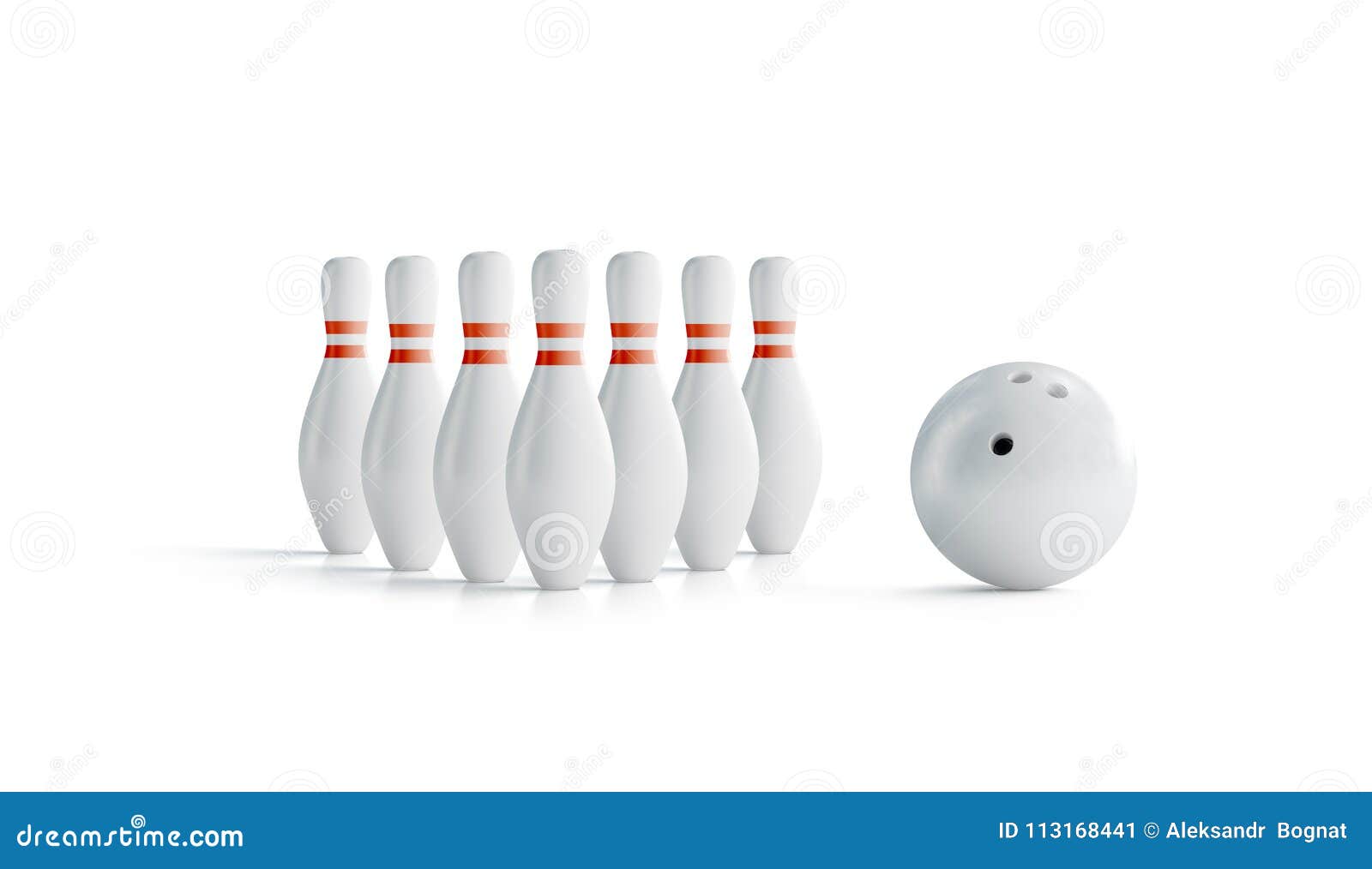 Download Blank White With Red Stripes Bowling Skittle And Ball Set Mock Up, Side View Stock Illustration ...