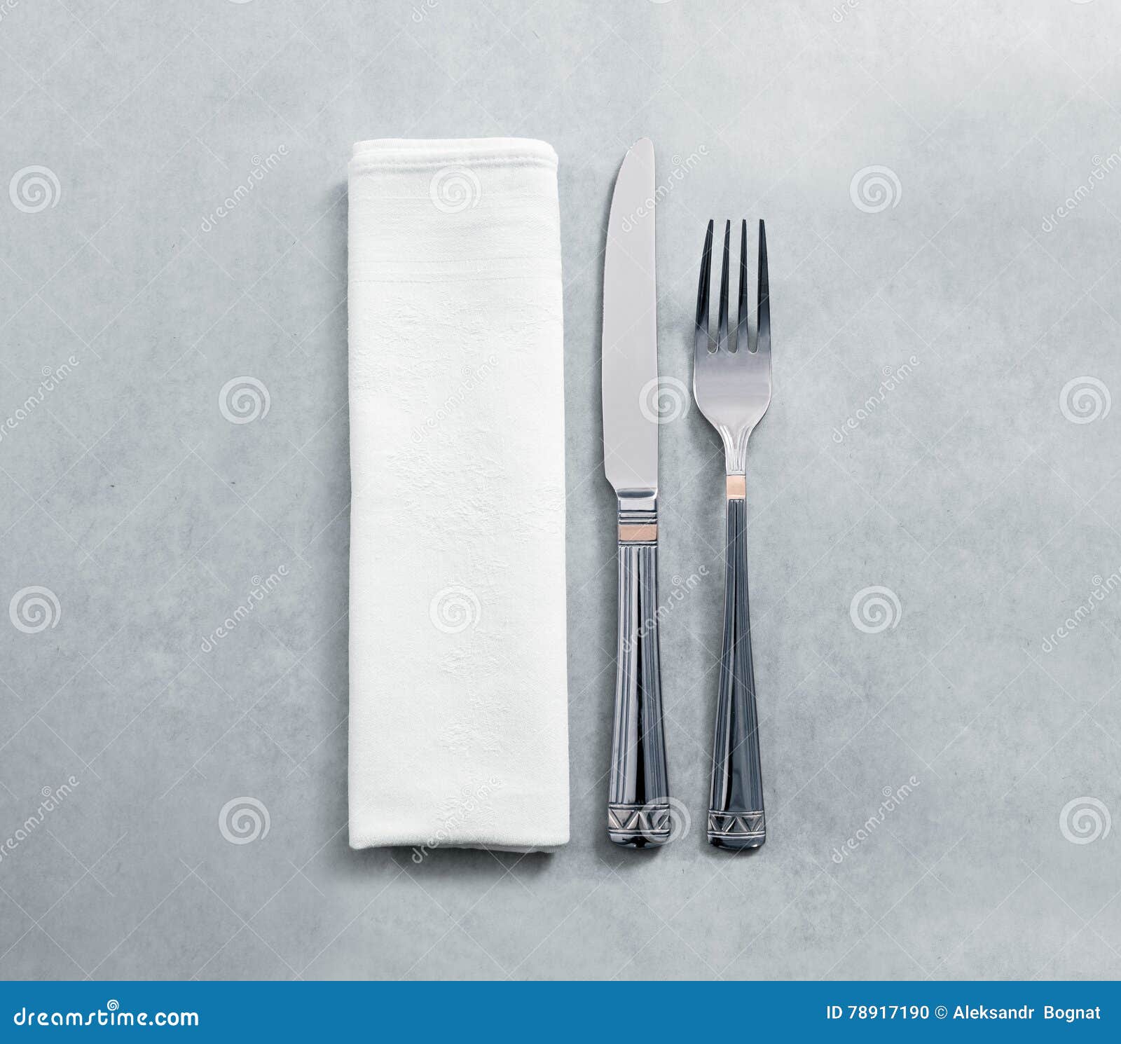 Download Blank White Restaurant Napkin Mockup With Knife And Fork Stock Photo - Image of lunch, kitchen ...