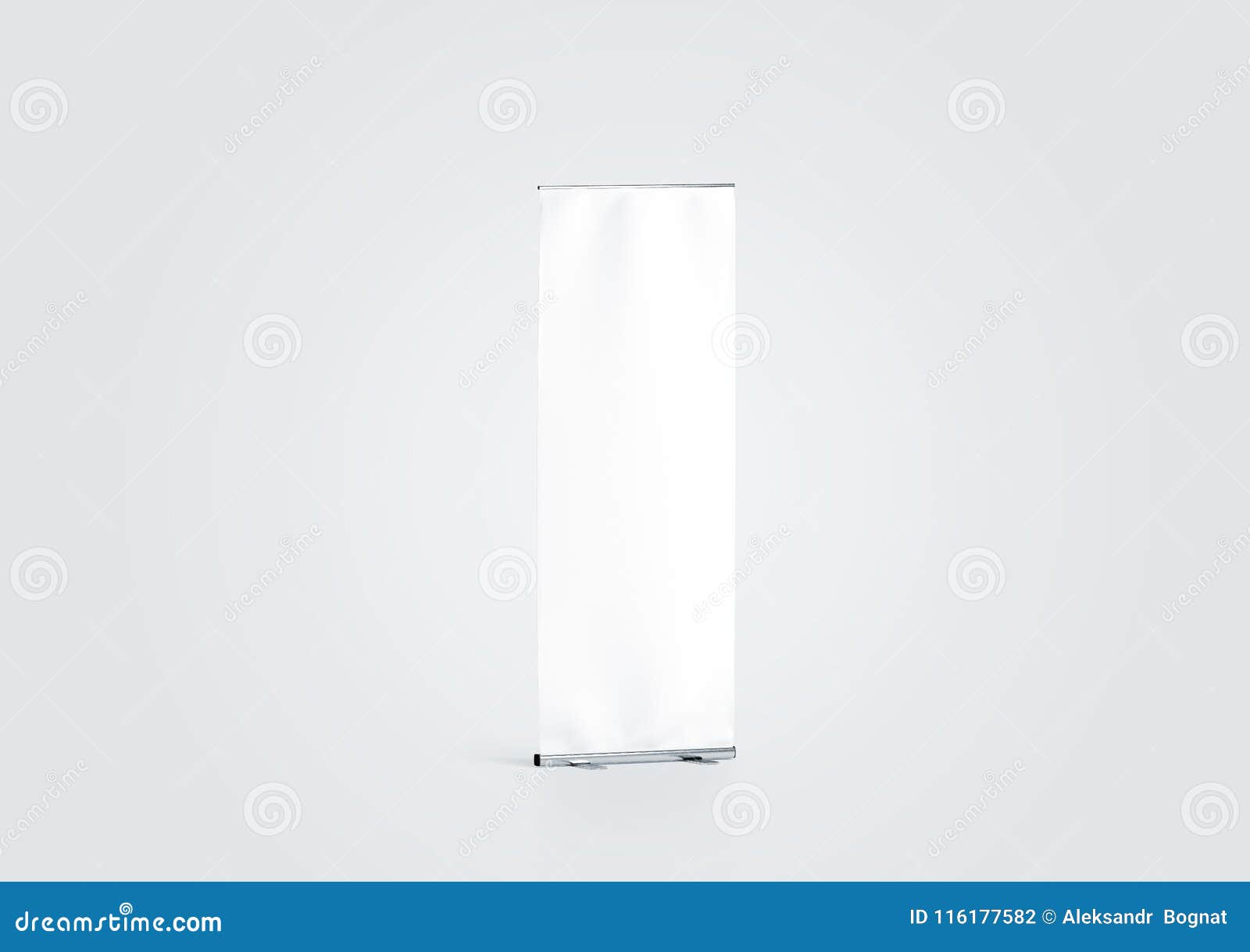 blank white roll-up banner display mockup, side view,