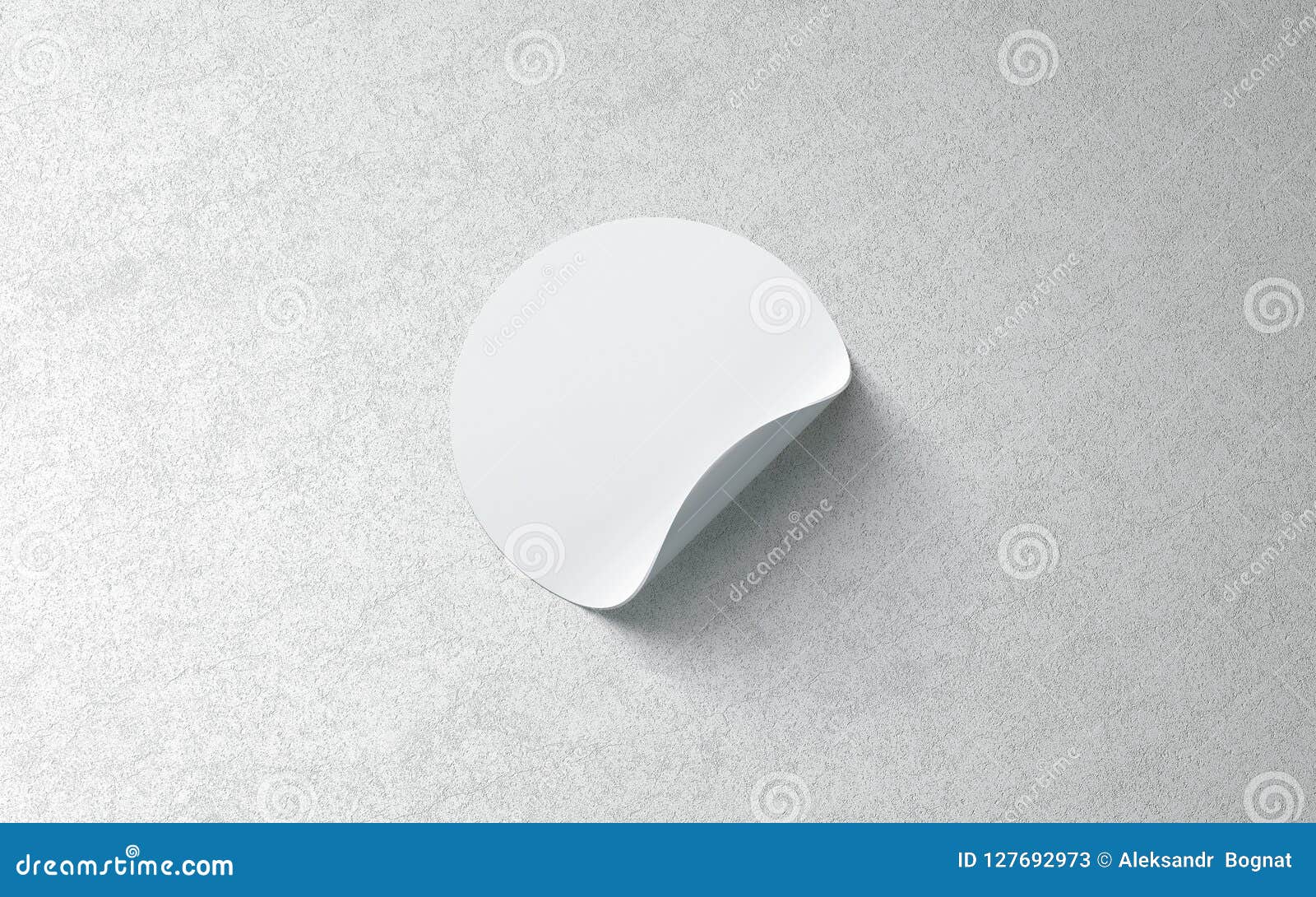 Download Blank White Round Adhesive Sticker Mockup On Textured Wall Stock Image Image Of Curved Curl 127692973