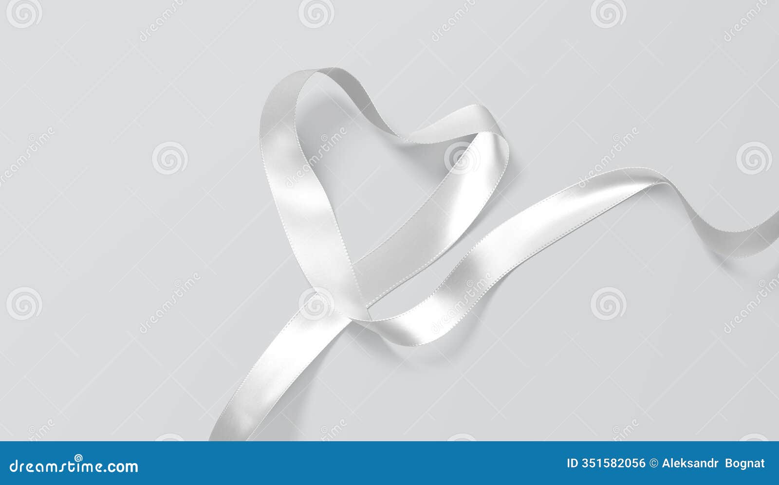 blank white satin ribbon mockup, gray background