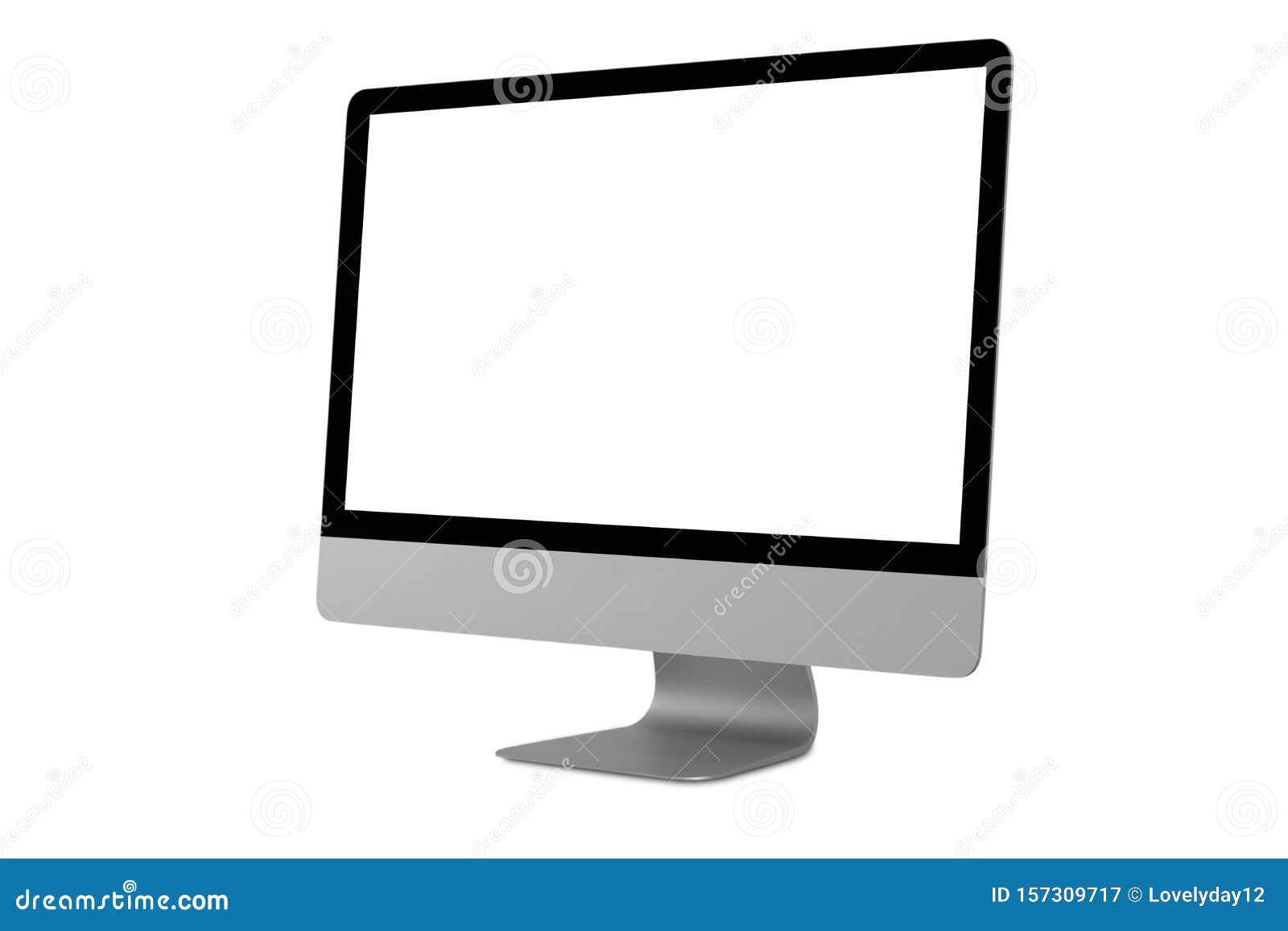Blank White Screen Computer Display Isolate on White Background Stock