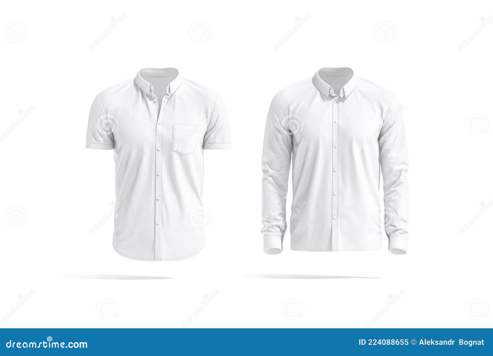 Blank White Short and Long Sleeve Men Shirt Mockup, Isolated Stock ...