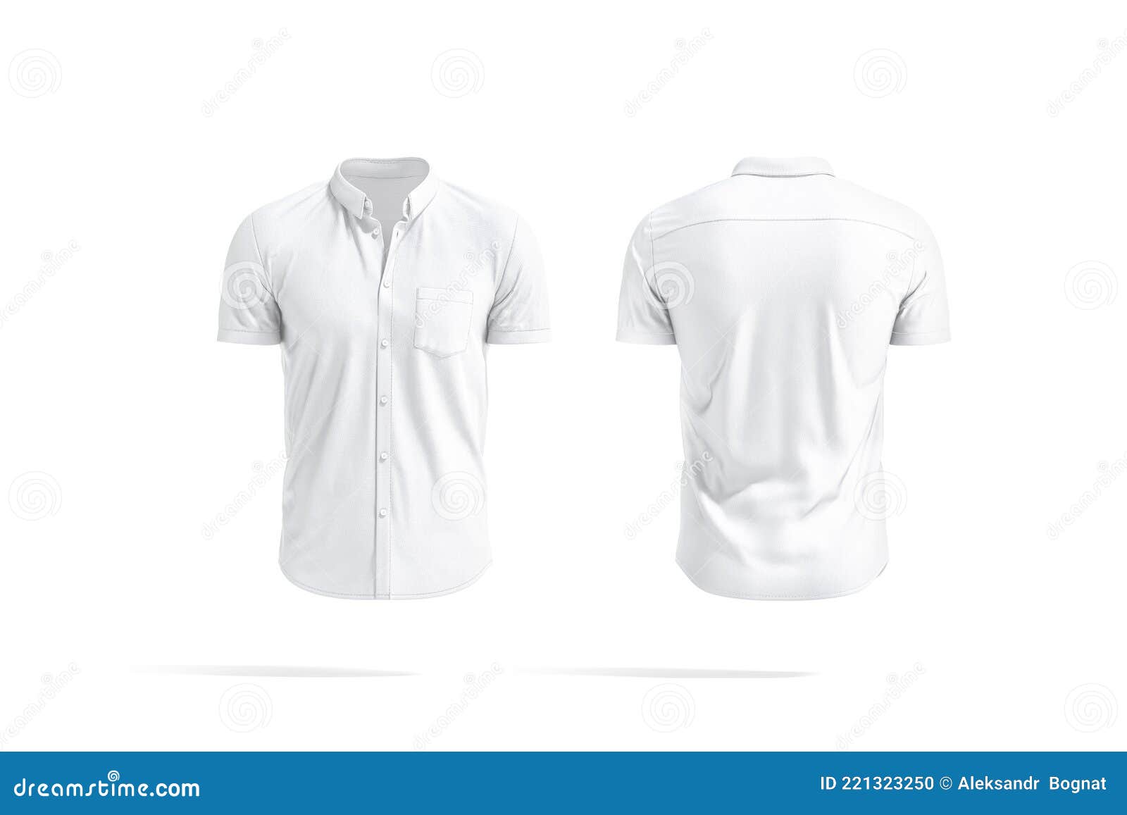 Blank White Short Sleeve Button Down Shirt Mockup, Front Back Stock ...