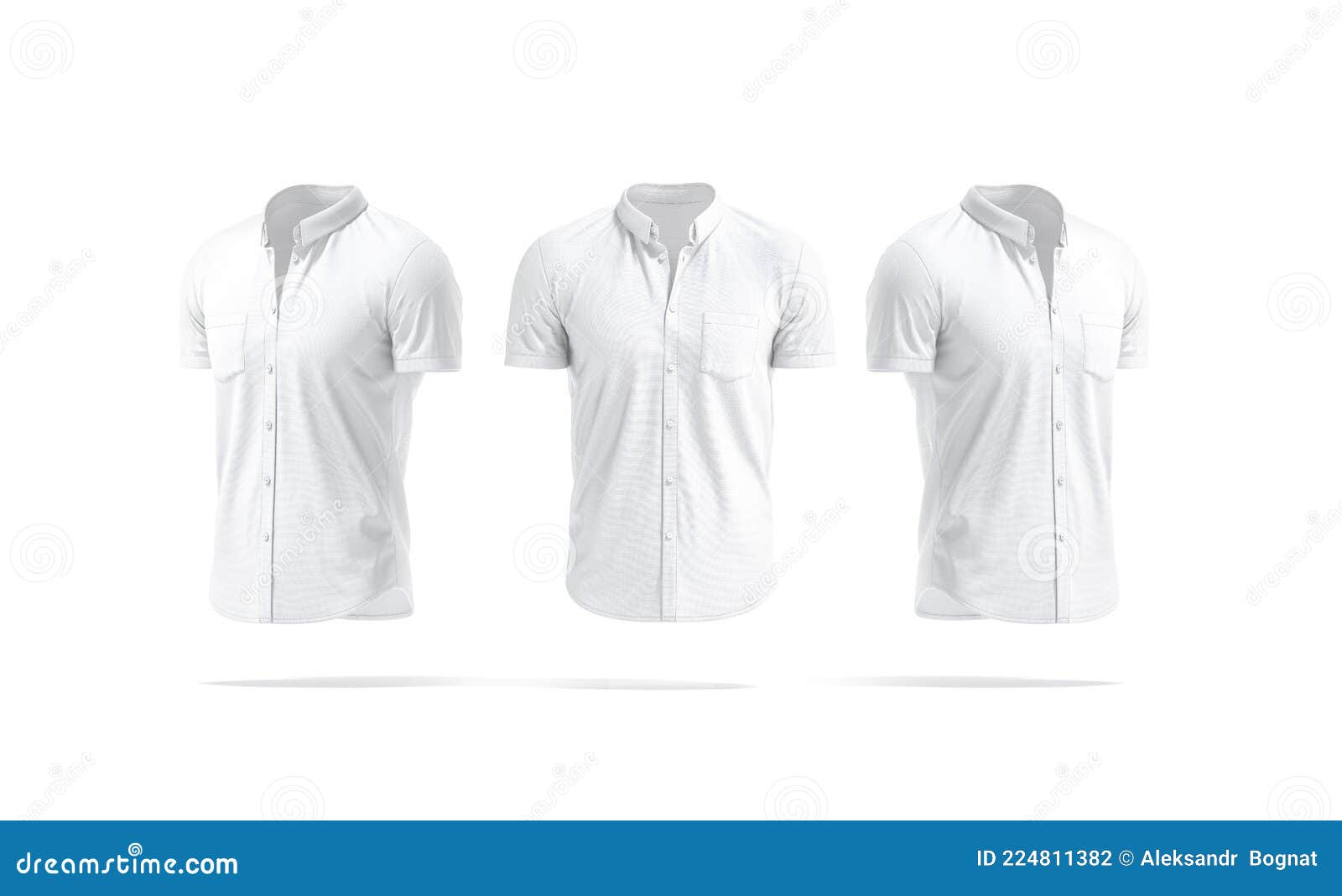 Blank White Short Sleeve Button Down Shirt Mockup, Front Side Stock ...