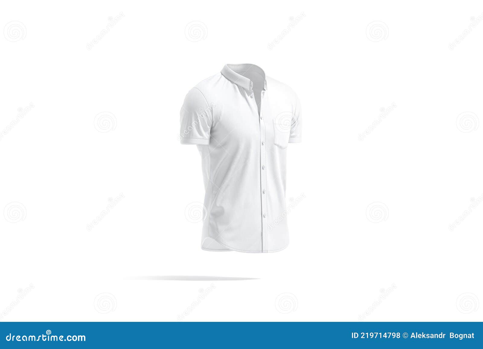 Blank White Short Sleeve Button Down Shirt Mockup, Side View Stock ...