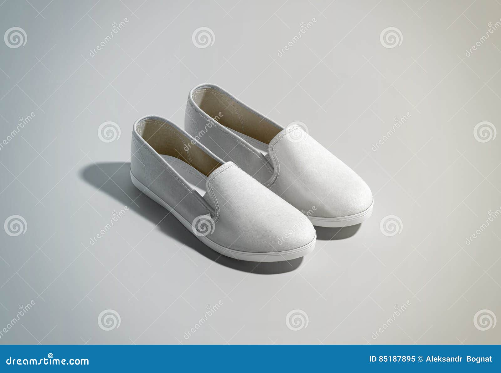 Download Blank White Slip-on Shoes Pair Design Mockup, Isometric ...