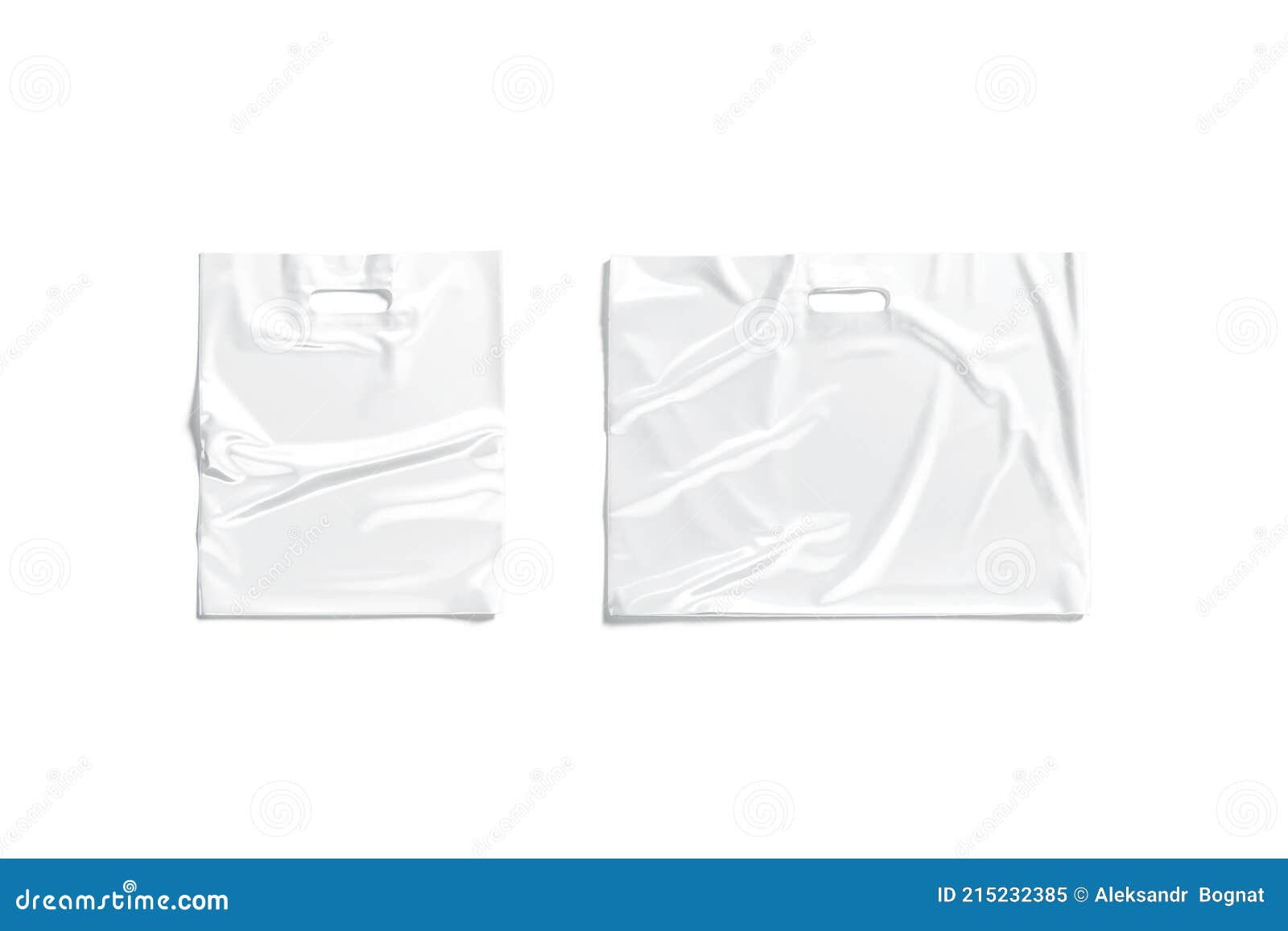 Blank white die-cut small plastic bag with handle hole mockup Stock Photo -  Alamy