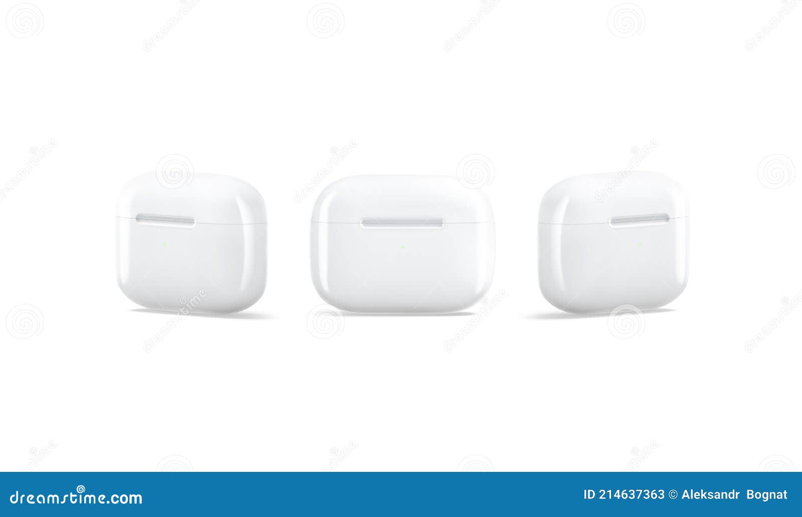 Blank White Small Headphones Case Mockup, Front and Side View Stock