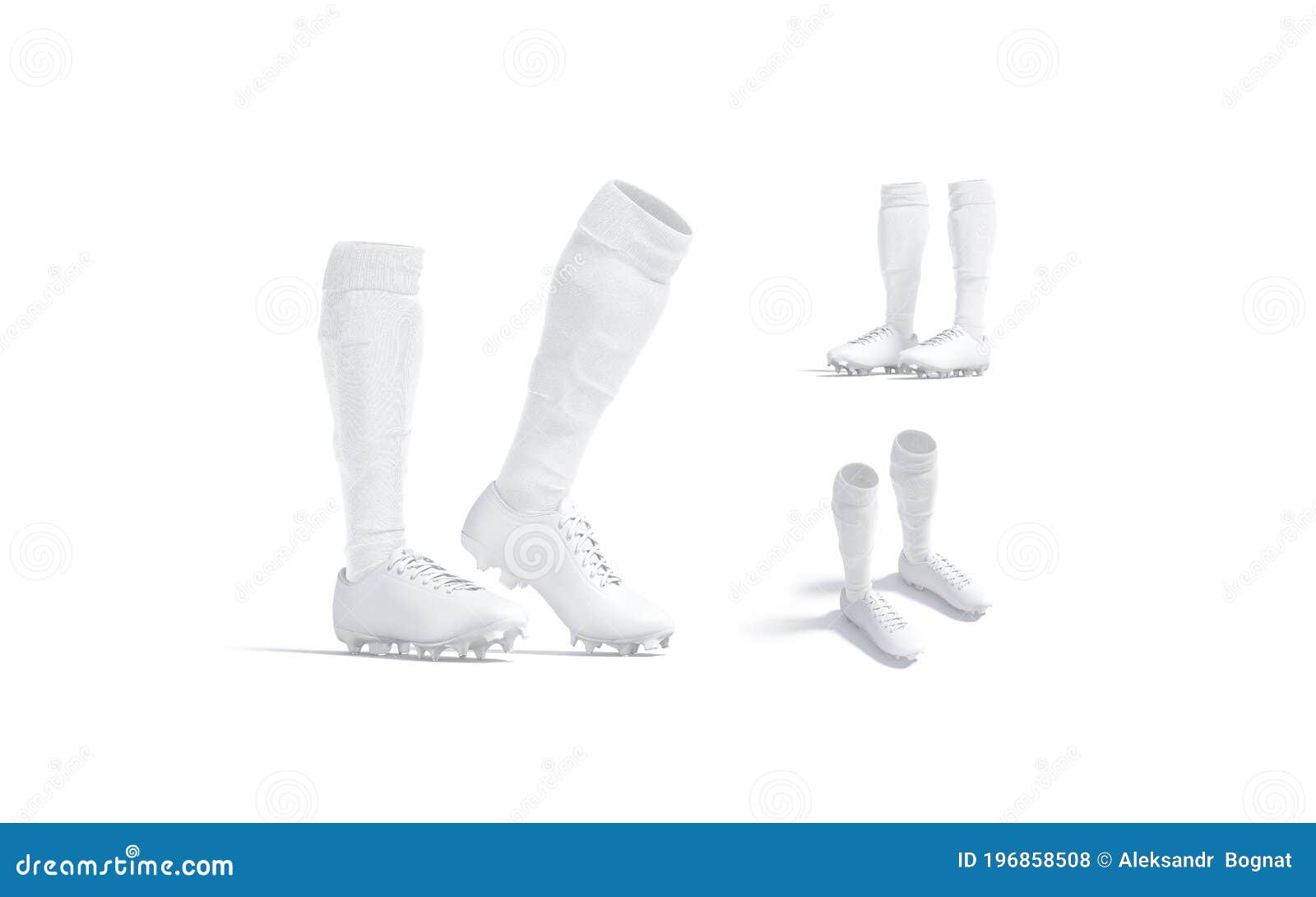 blank white soccer boots with socks mockup, different views