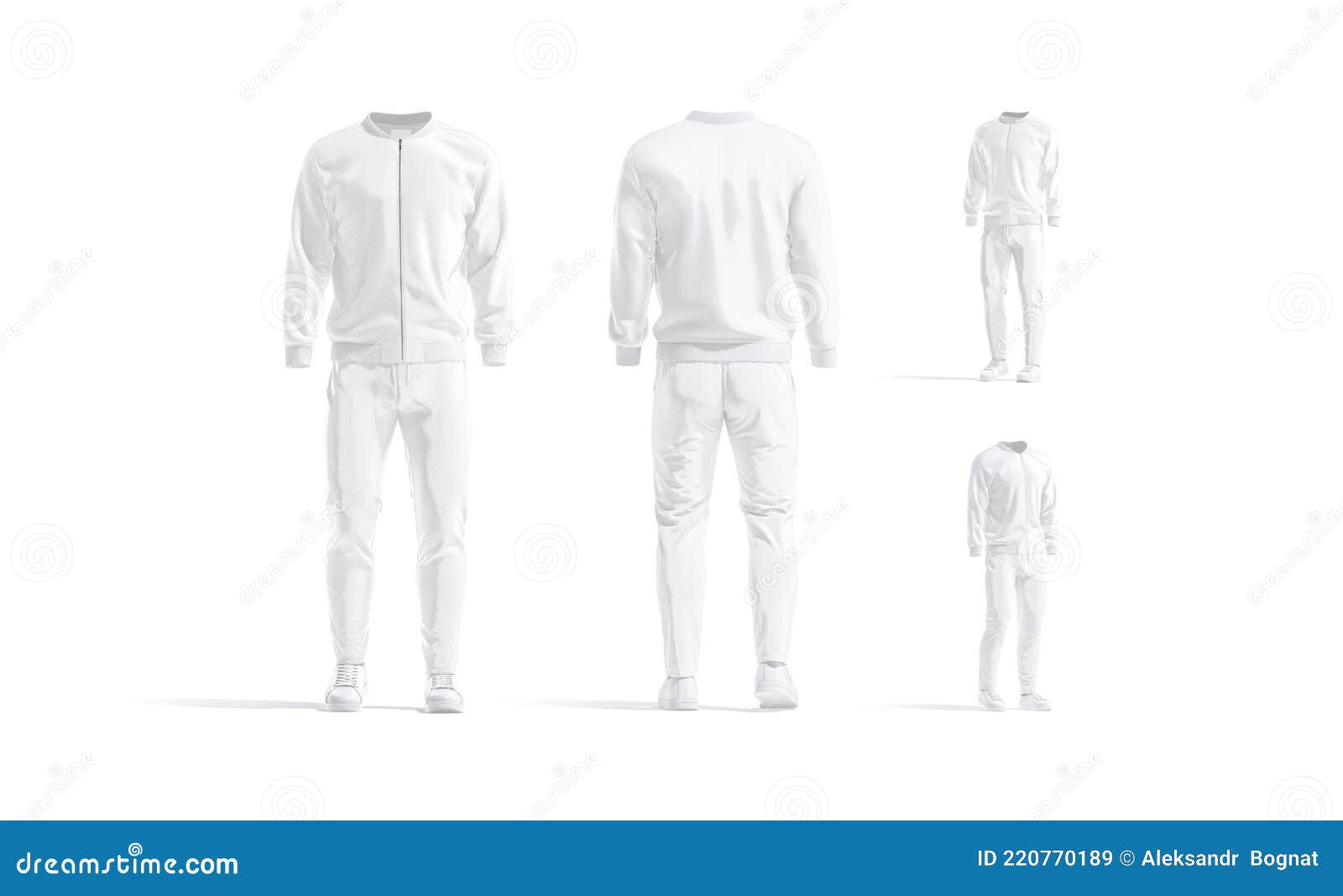 Blank White Sport Tracksuit Mock Up, Different Views Stock Illustration ...