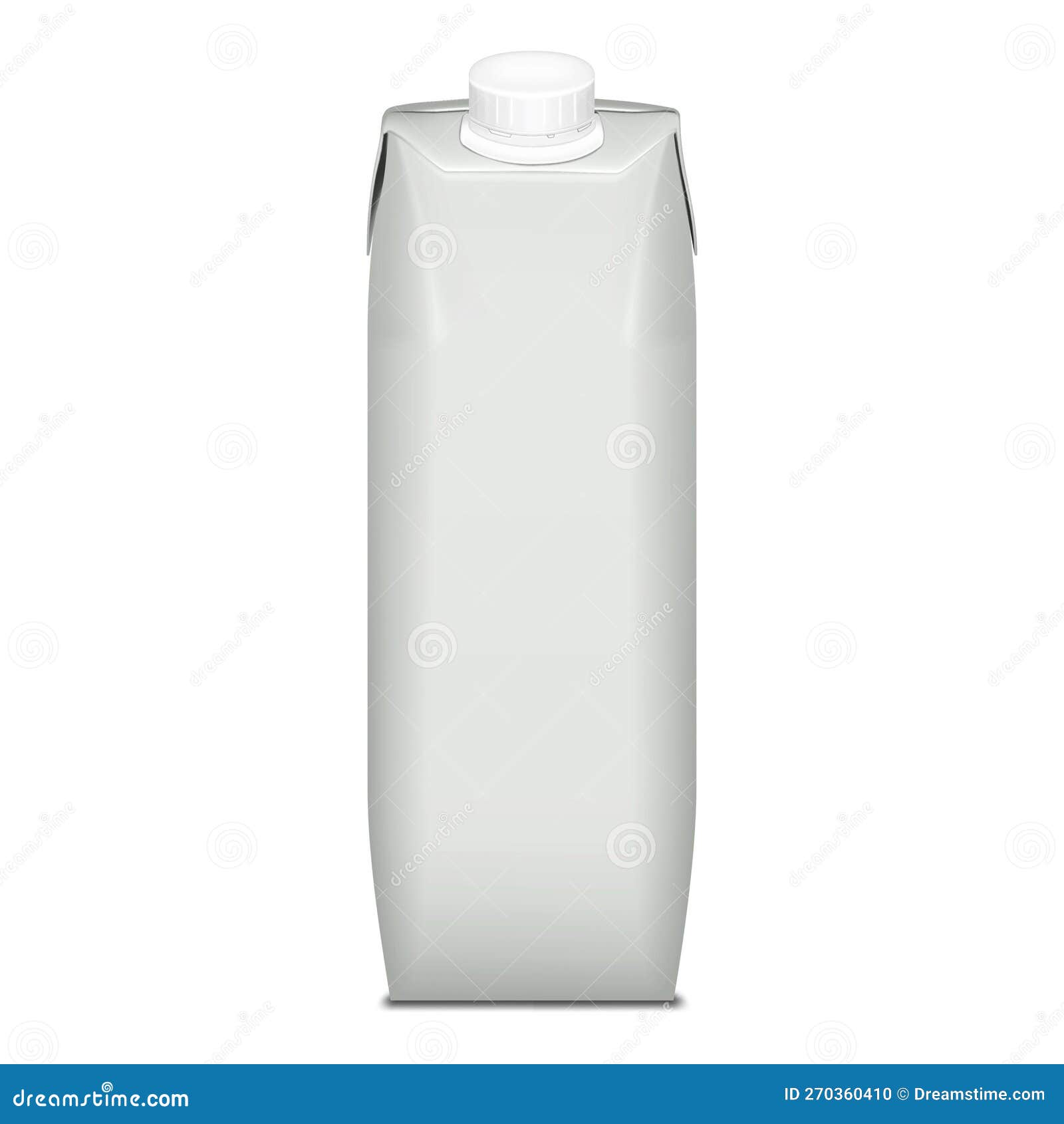 blank white spout carton liquid product packaging  mock-up. reclosable pour milk or juice box with screw cap mockup
