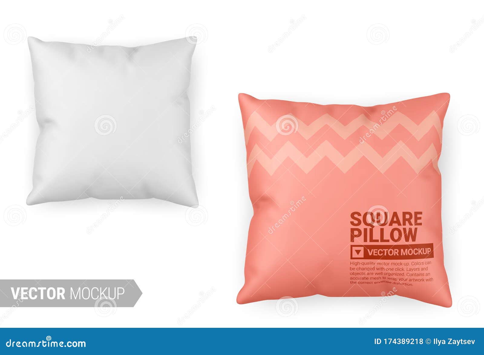 Download Blank White Square Pillow Vector Mockup Stock Illustration ...