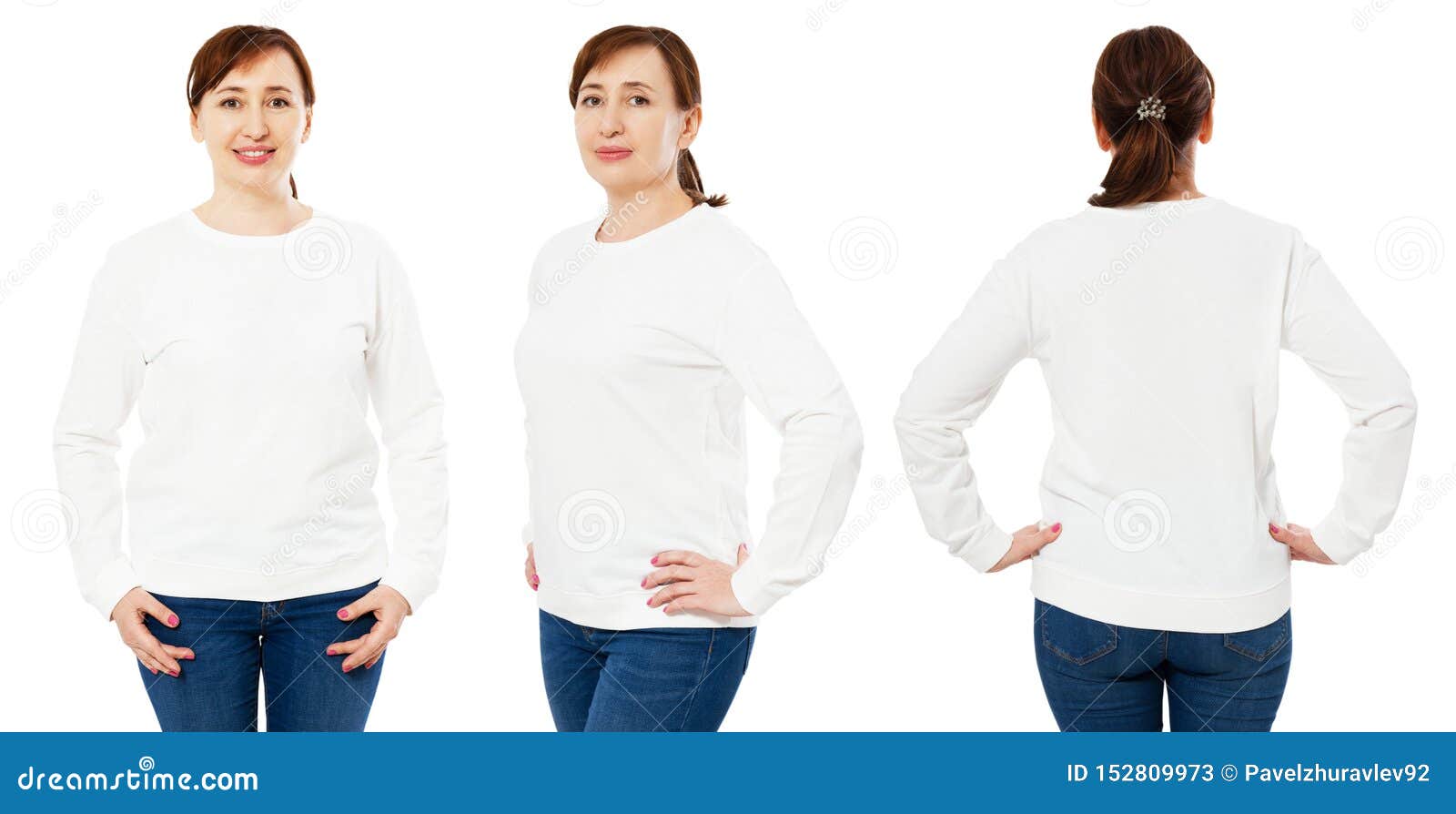 Download Blank White Sweatshirt Mock Up Set Isolated, Front, Back ...