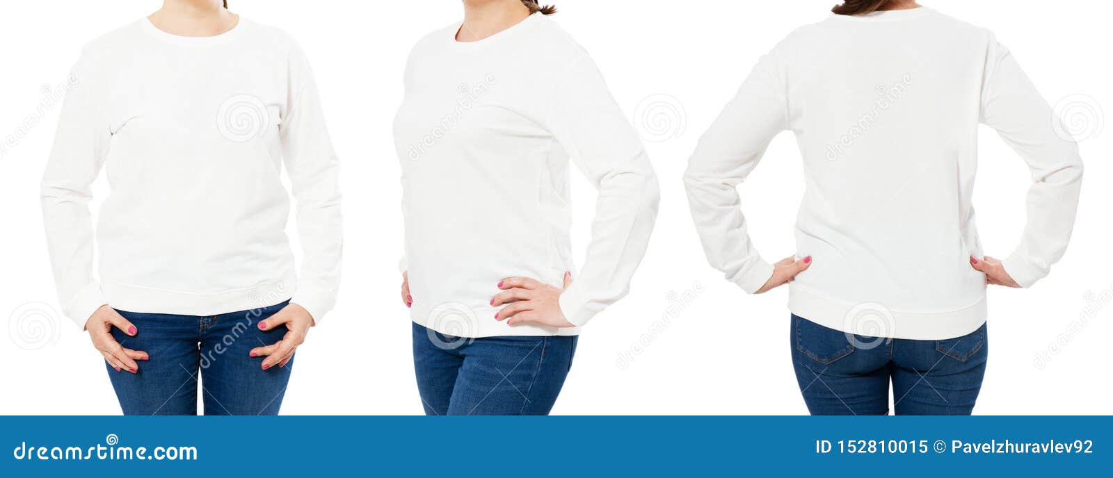 Download Blank White Sweatshirt Mock Up Set Isolated, Front, Back ...