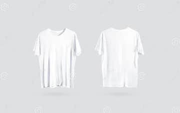 Blank White T-shirt Front and Back Side View, Design Mockup Stock ...