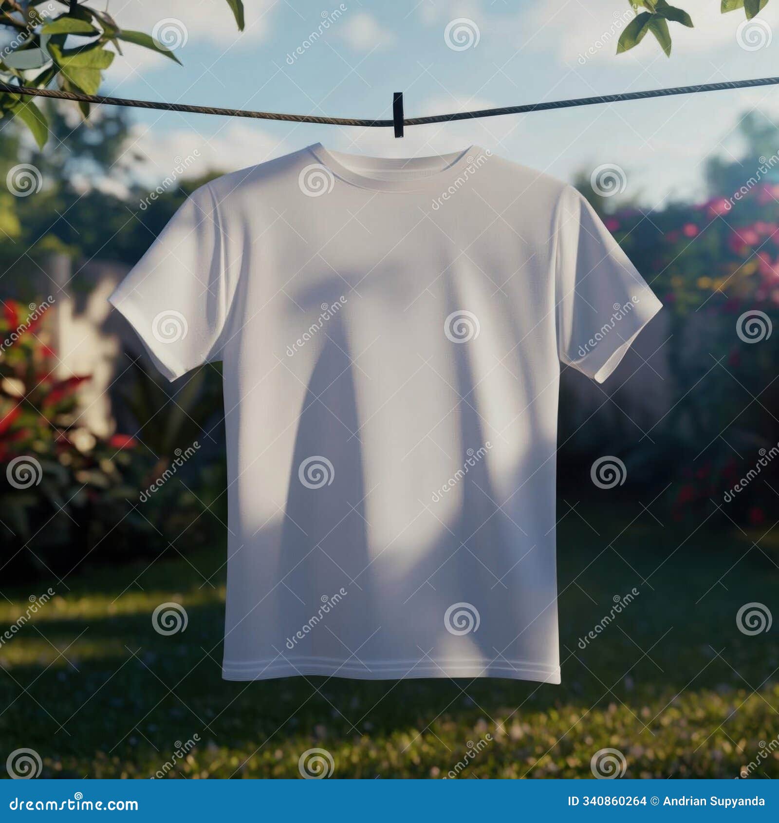 Blank White T-Shirt Hanging on Clothesline Stock Illustration ...