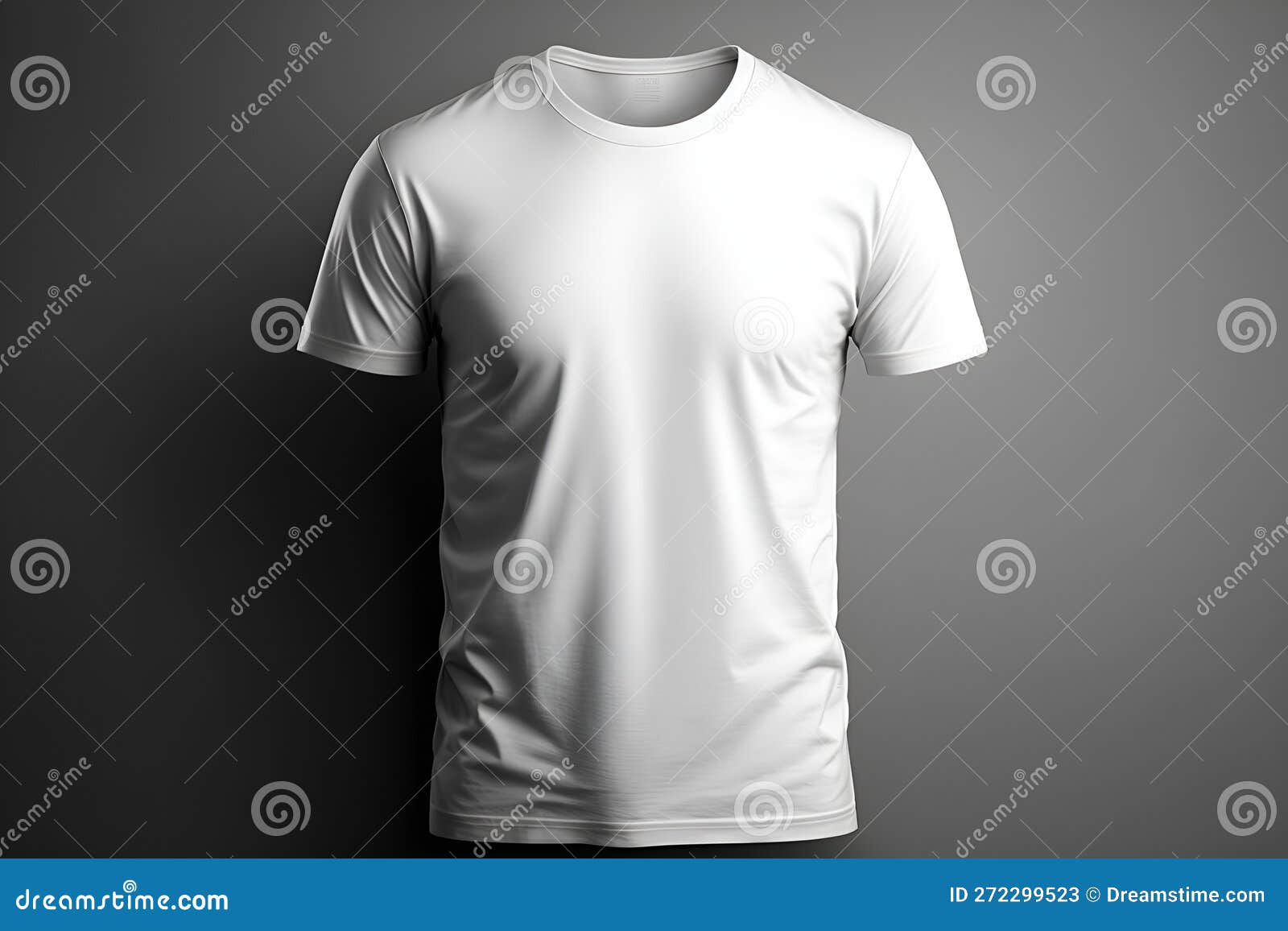 Blank White T-shirt Mock-up on Gray Background, Front Side View ...
