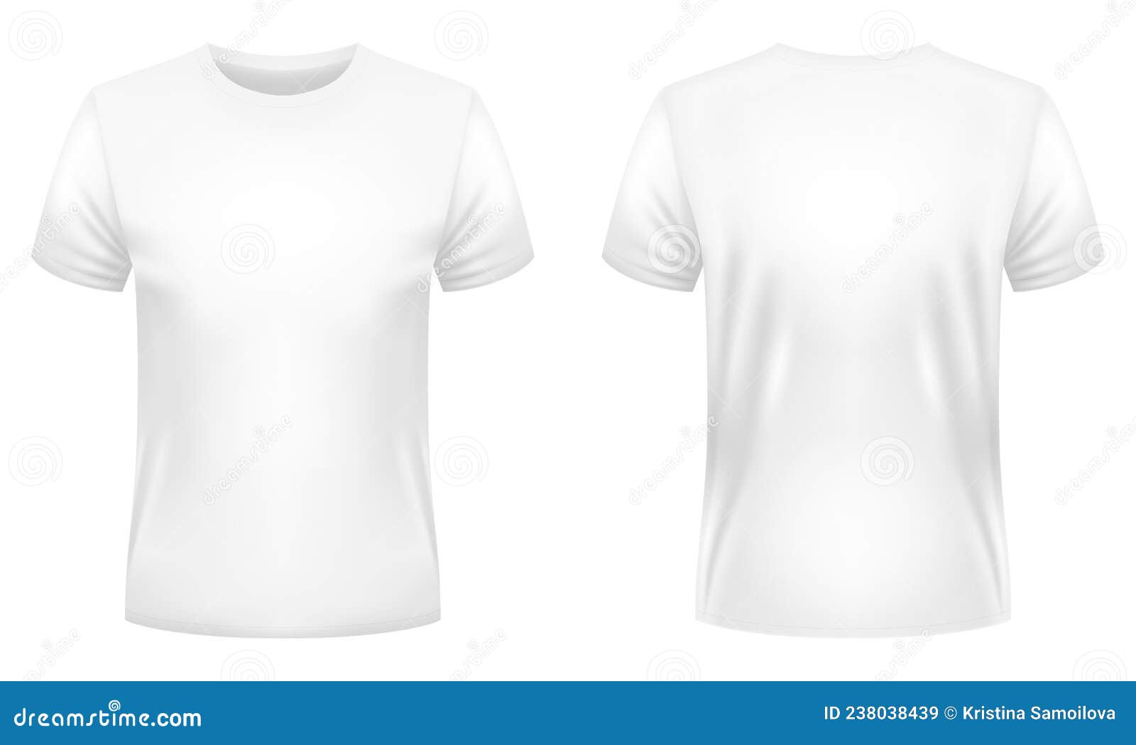 Blank White T-shirt Template. Front and Back Views. Vector Illustration ...