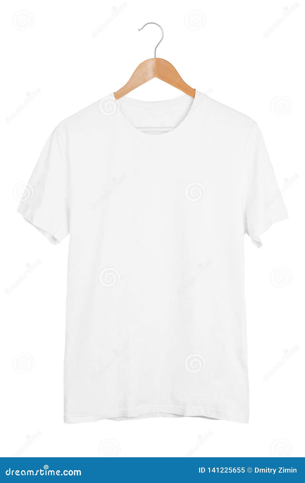 Blank White T-shirt on Wooden Hanger Isolated on White Background Stock  Image - Image of apparel, plain: 141225655