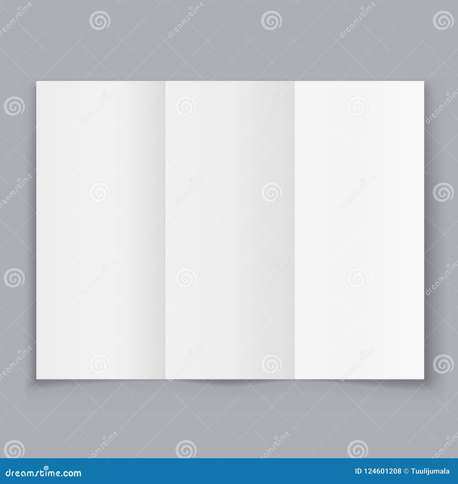 blank white trifold booklet on grey background