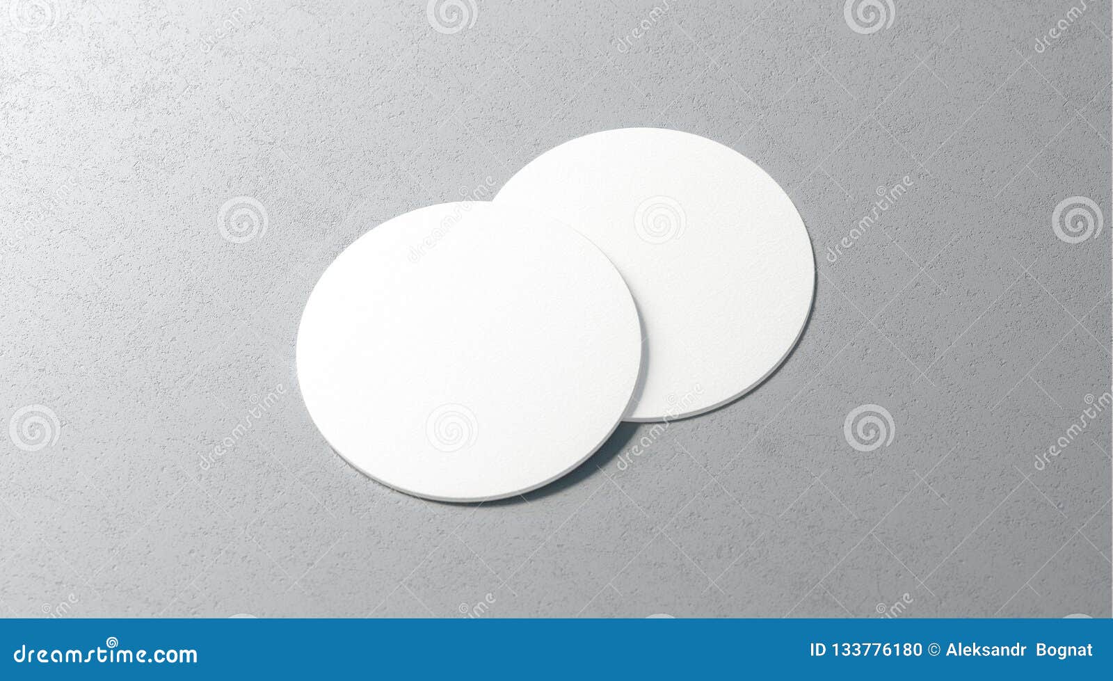blank white two beer coasters mockup set on surface