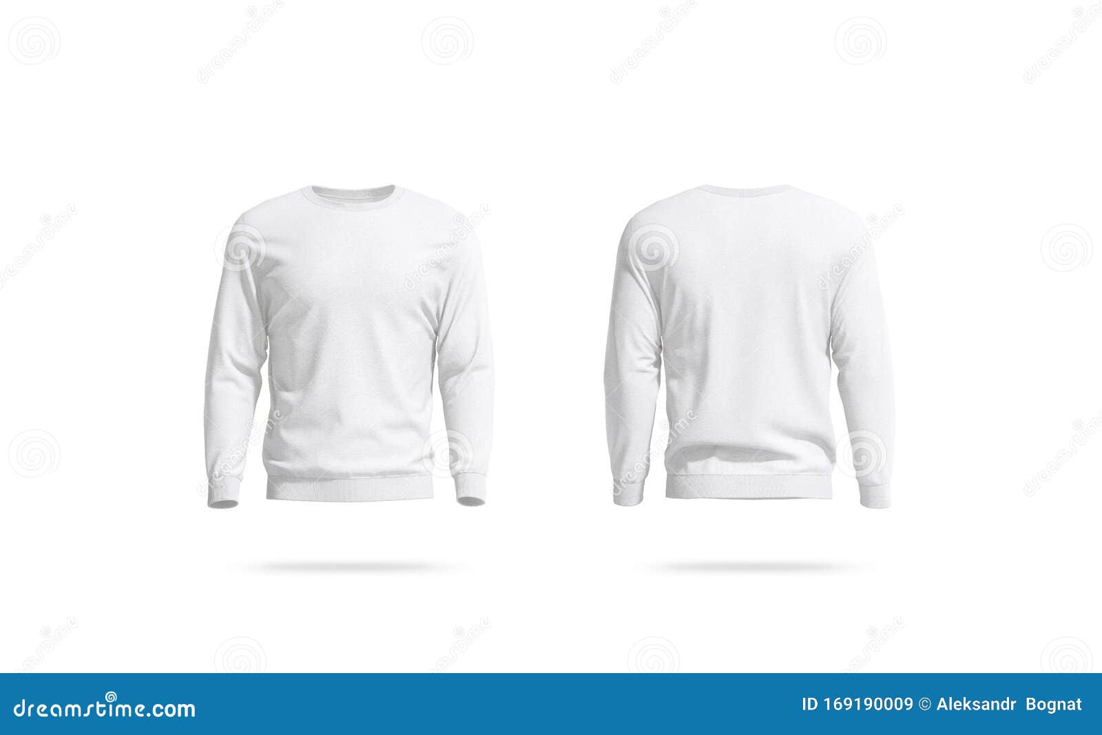 Blank White Unisex Sweatshirt Mockup, Front and Back View Stock ...