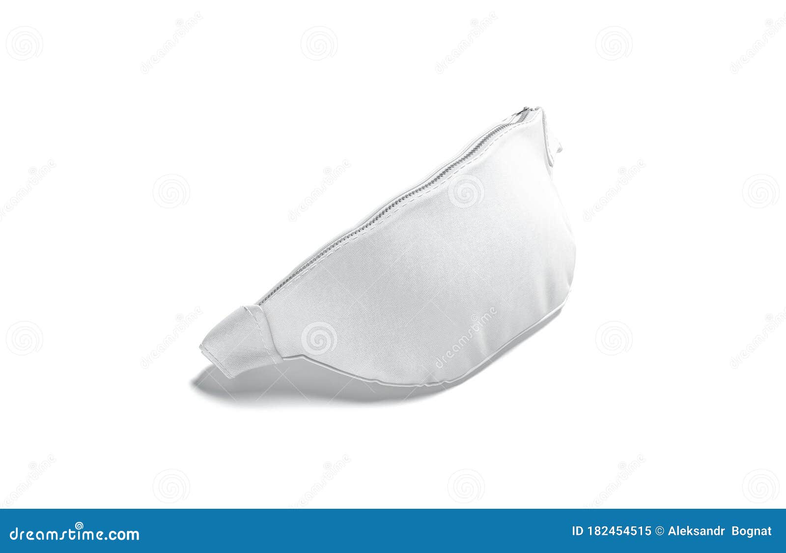 blank white waist bag mockup lying, side view