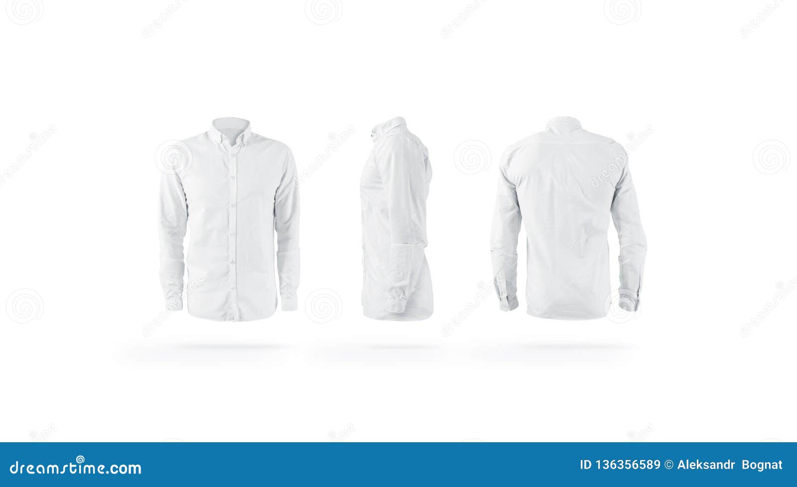 Blank White Weared Classic Mens Shirt with Sleeve Mockup Set, Stock ...