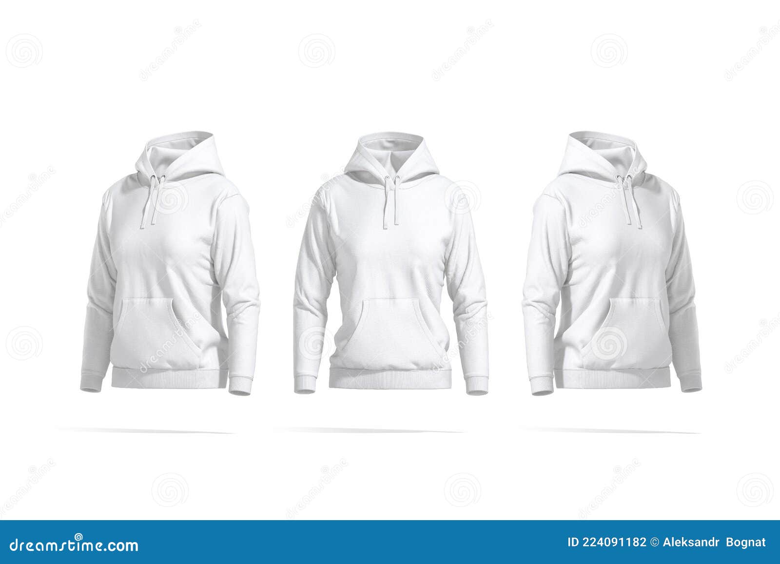 Blank White Women Sport Hoodie Mockup, Front and Side View Stock ...