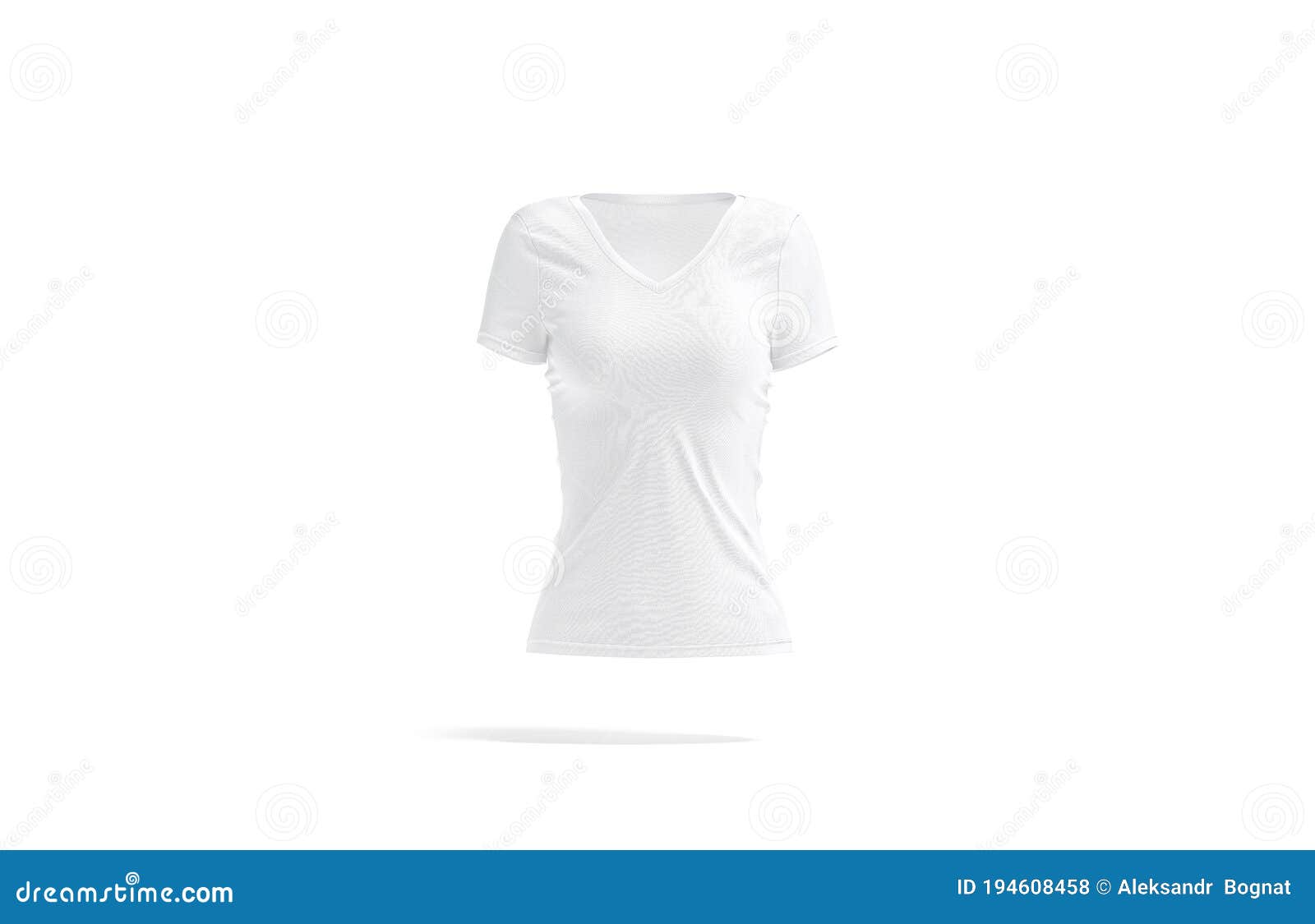 Blank White Women V-neck T-shirt Mock Up, Front View Stock Illustration ...