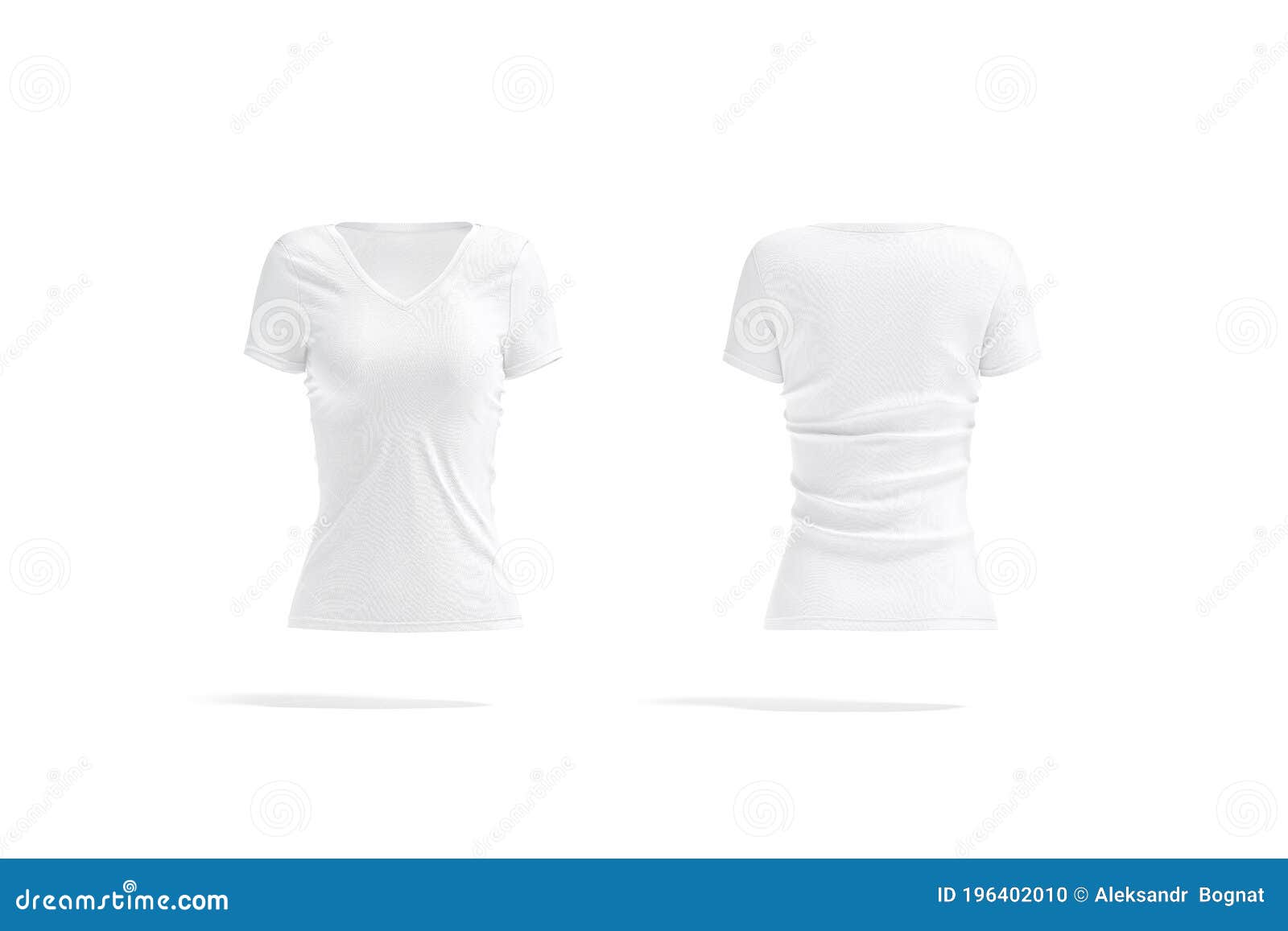 Download Blank White Women V-neck T-shirt Mockup, Front And Back ...