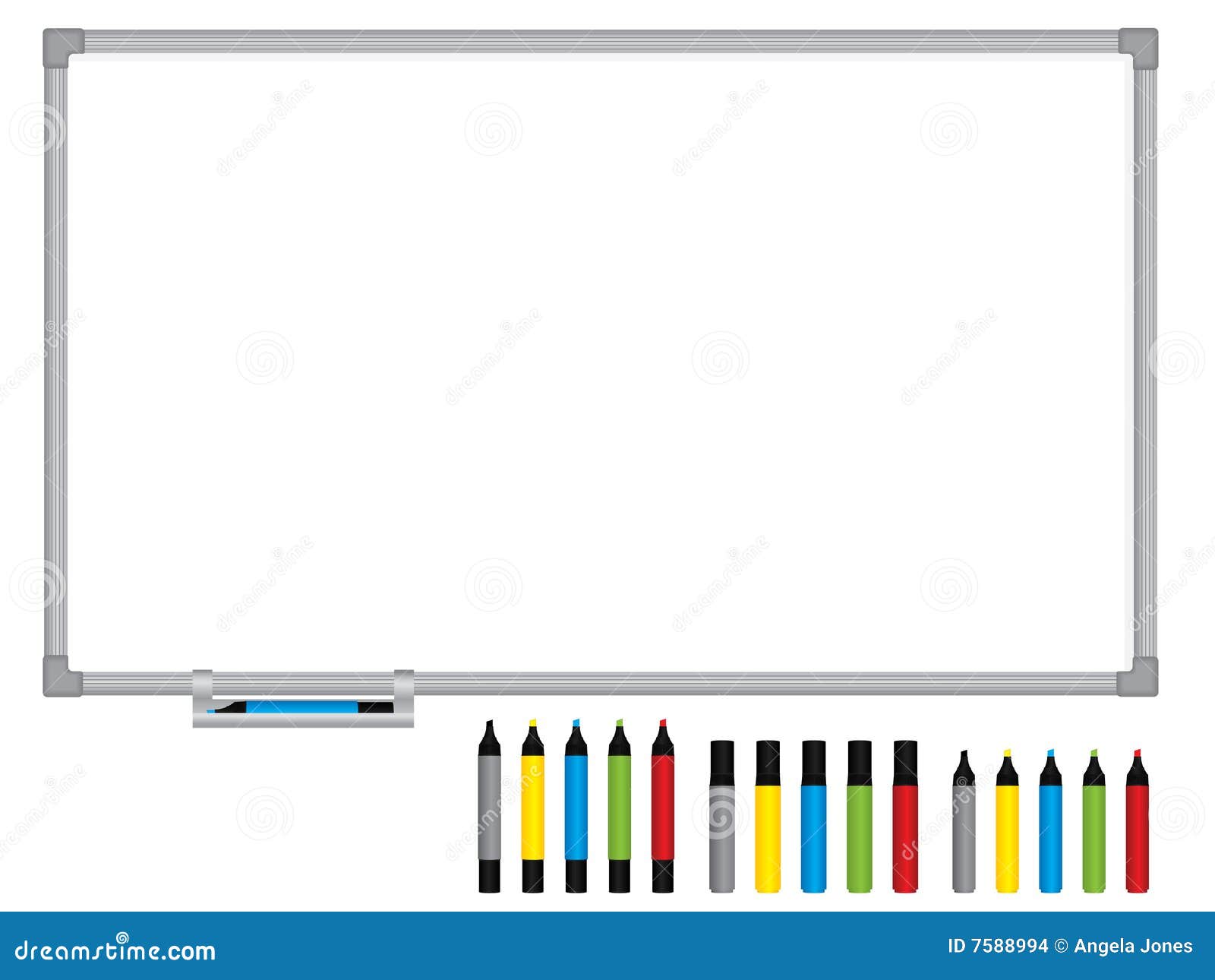Blank whiteboard with pens stock vector. Illustration of board 7588994