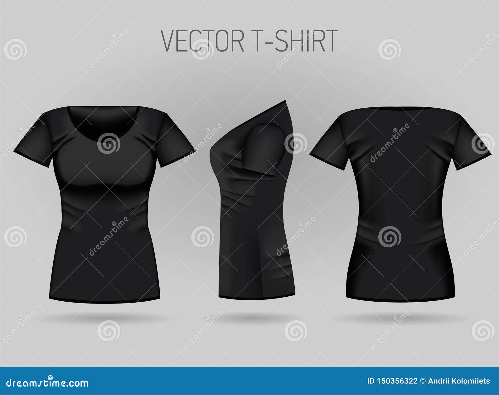 Download Blank Women`s Black T-shirt In Front, Back And Side Views ...