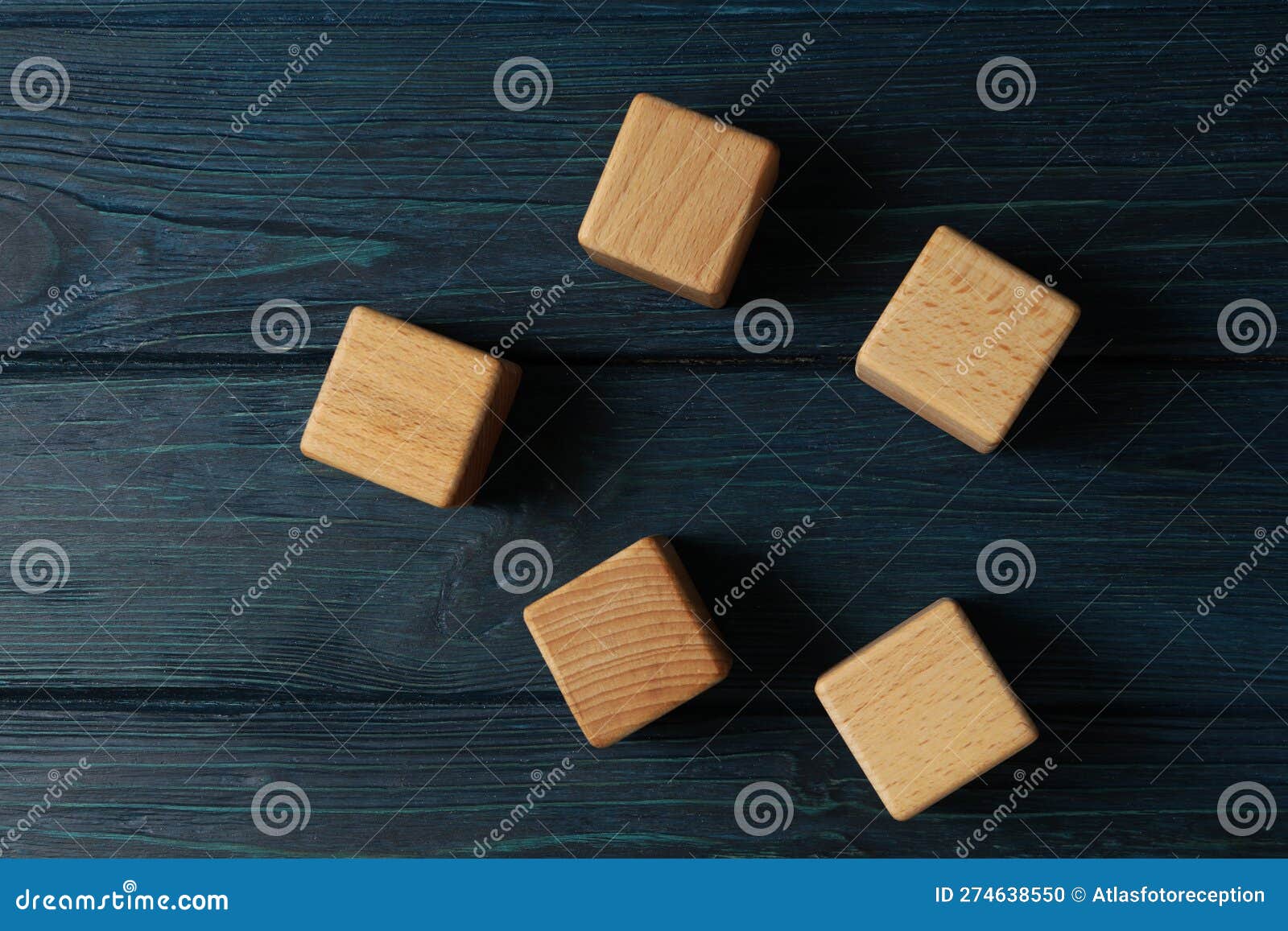 Blank Wooden Cubes for Different Concepts, Top View Stock Photo Image