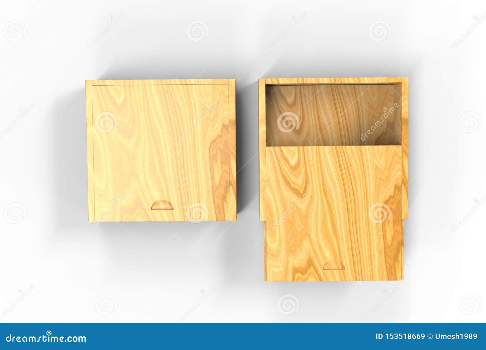 Download Blank Wooden Square Box With Sliding Lid For Branding. 3d ...