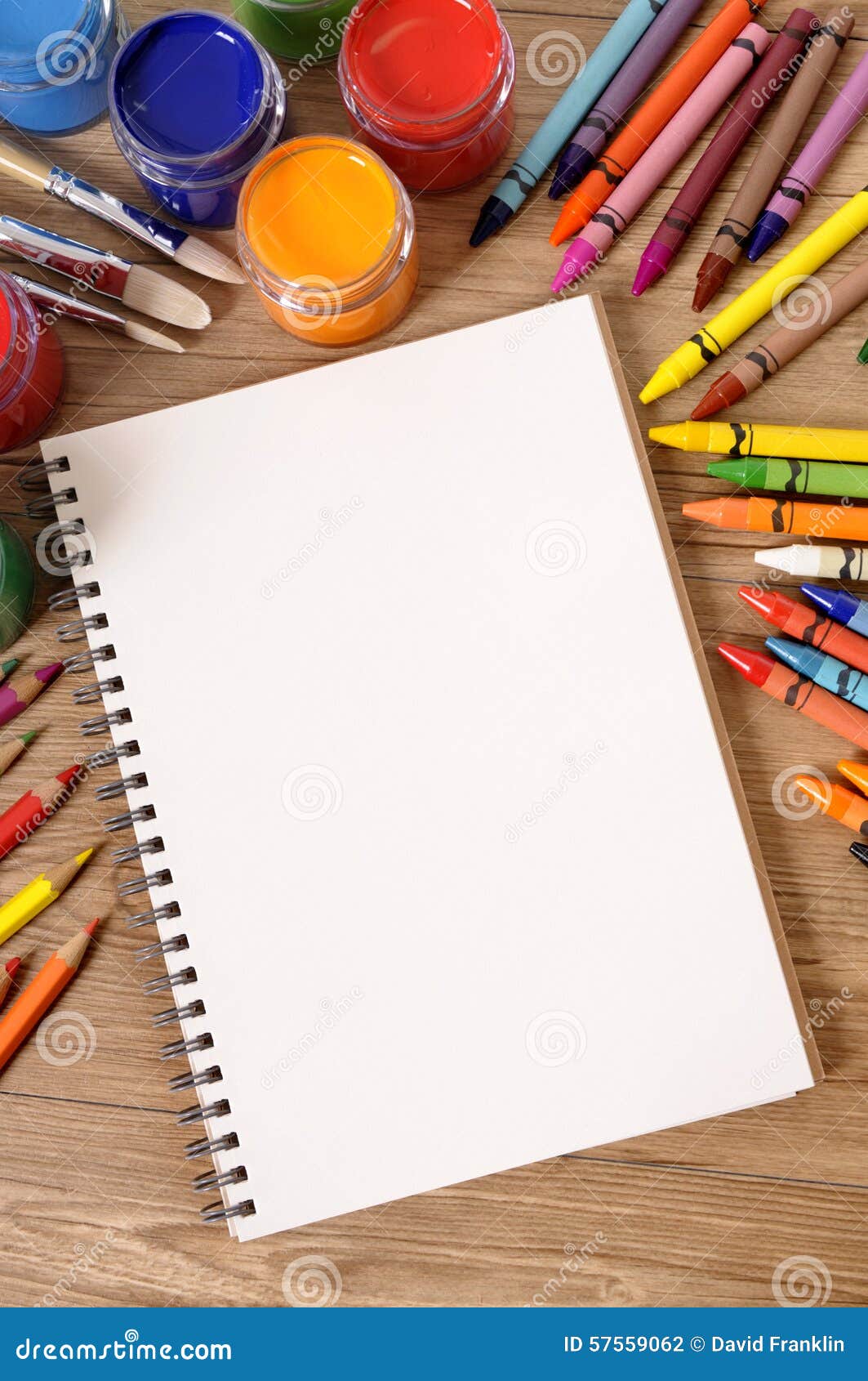 Blank Writing Book, Open White Page, Art Equipment, Copy Space, Vertical on  School Desk Stock Photo - Image of school, notepad: 57559062