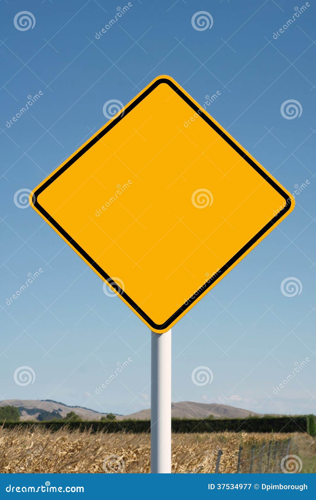 blank yellow diamond road sign