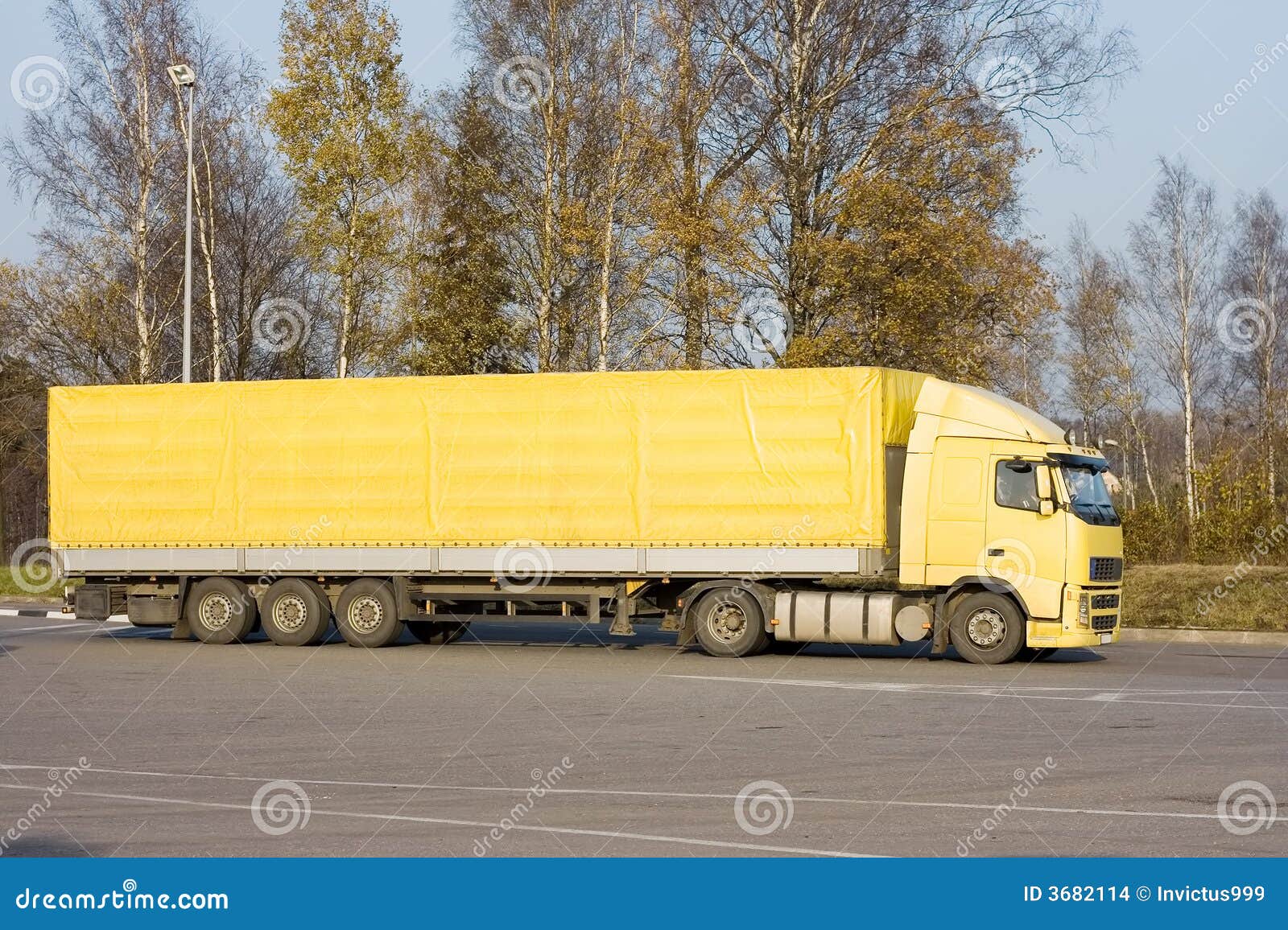 Blank Yellow Semi Tractor Trailer Truck Stock Photo Image of