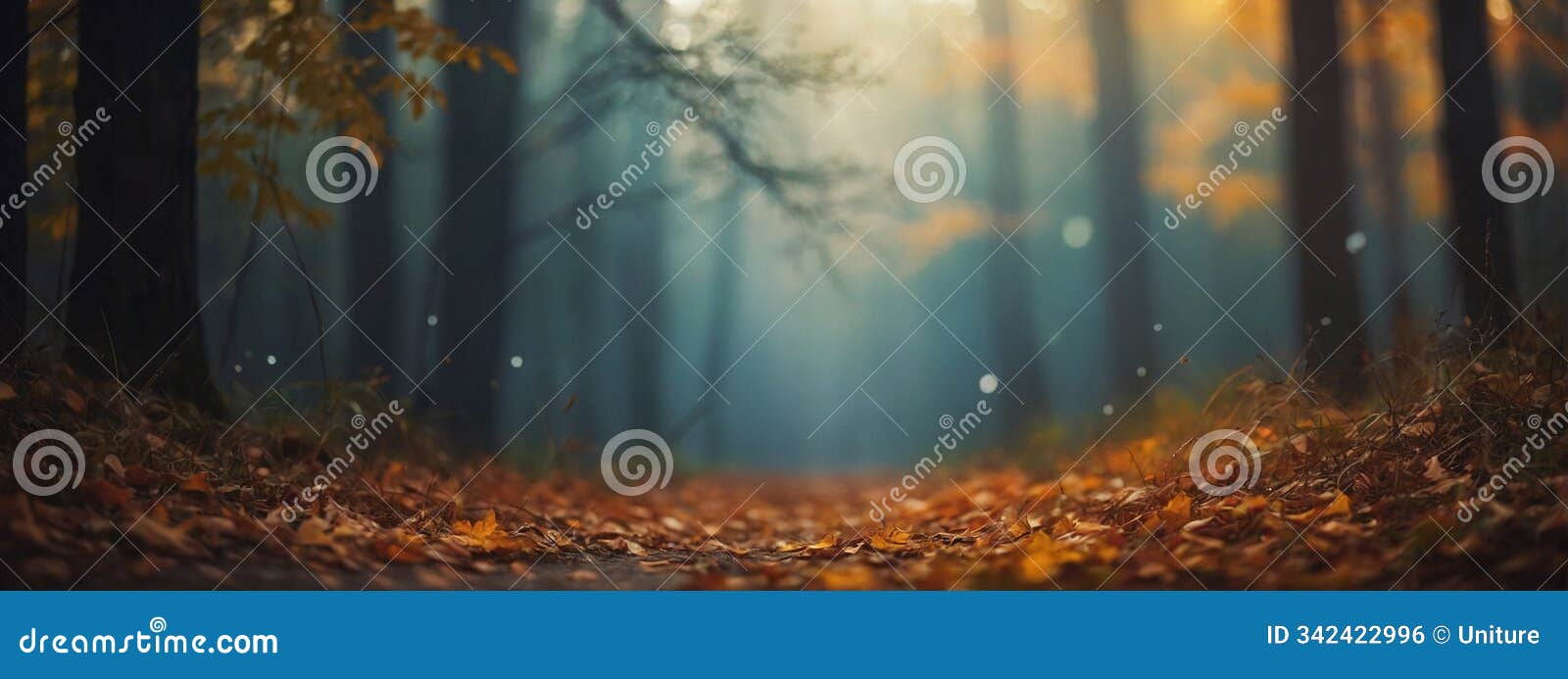 path through leaf-filled forest at twilight